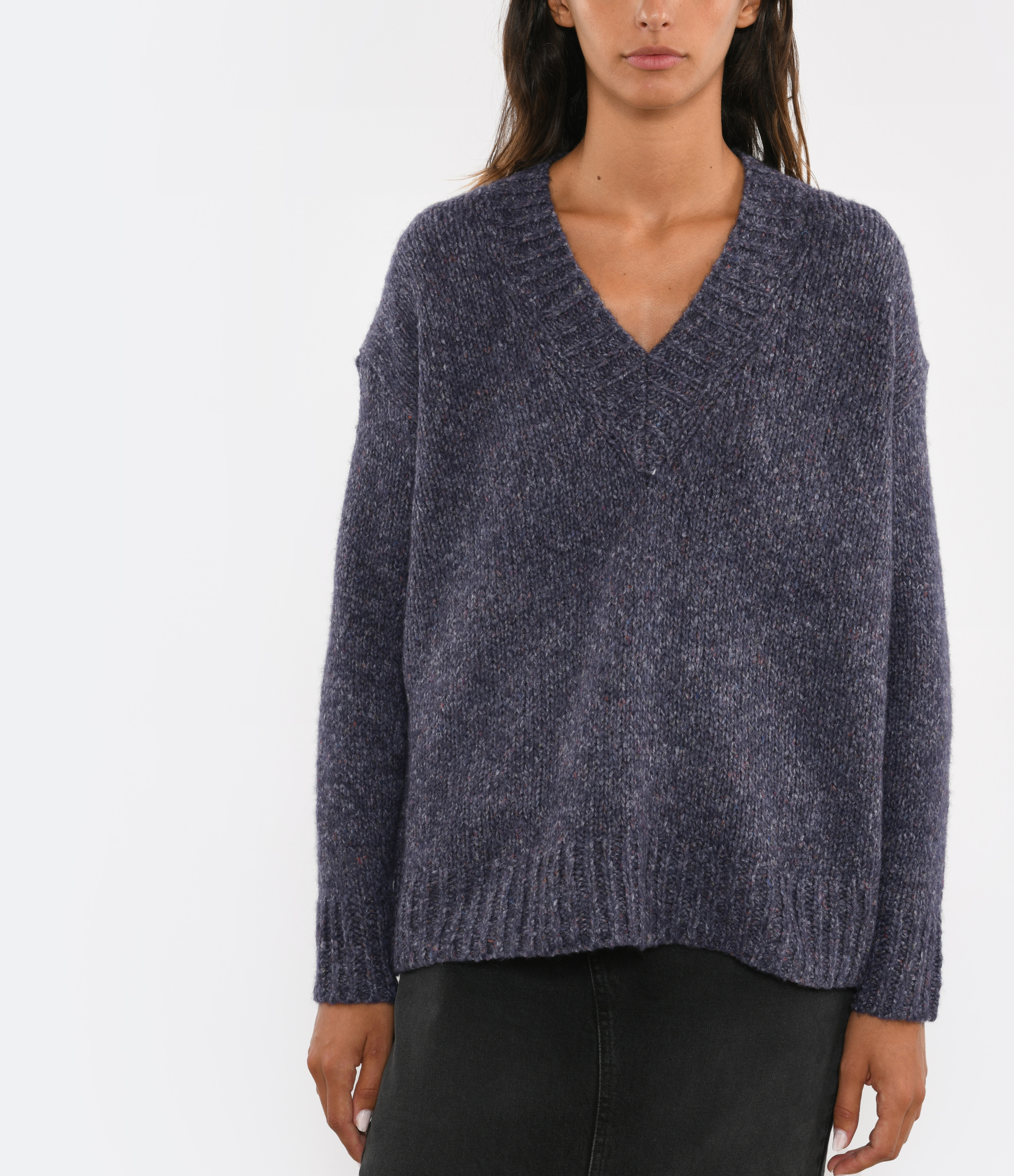 Navy V-neck jumper