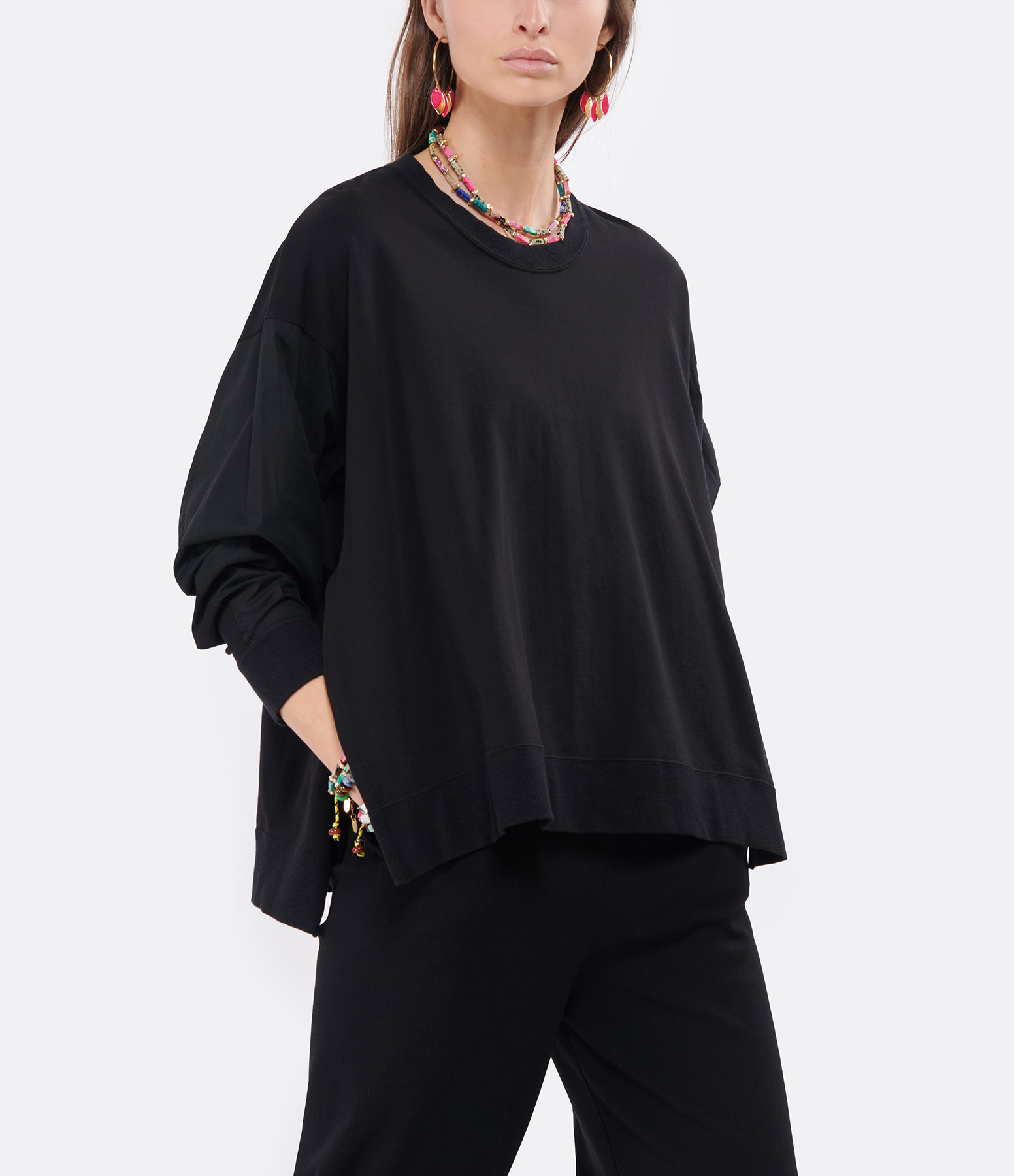 Black Cotton Sweatshirt