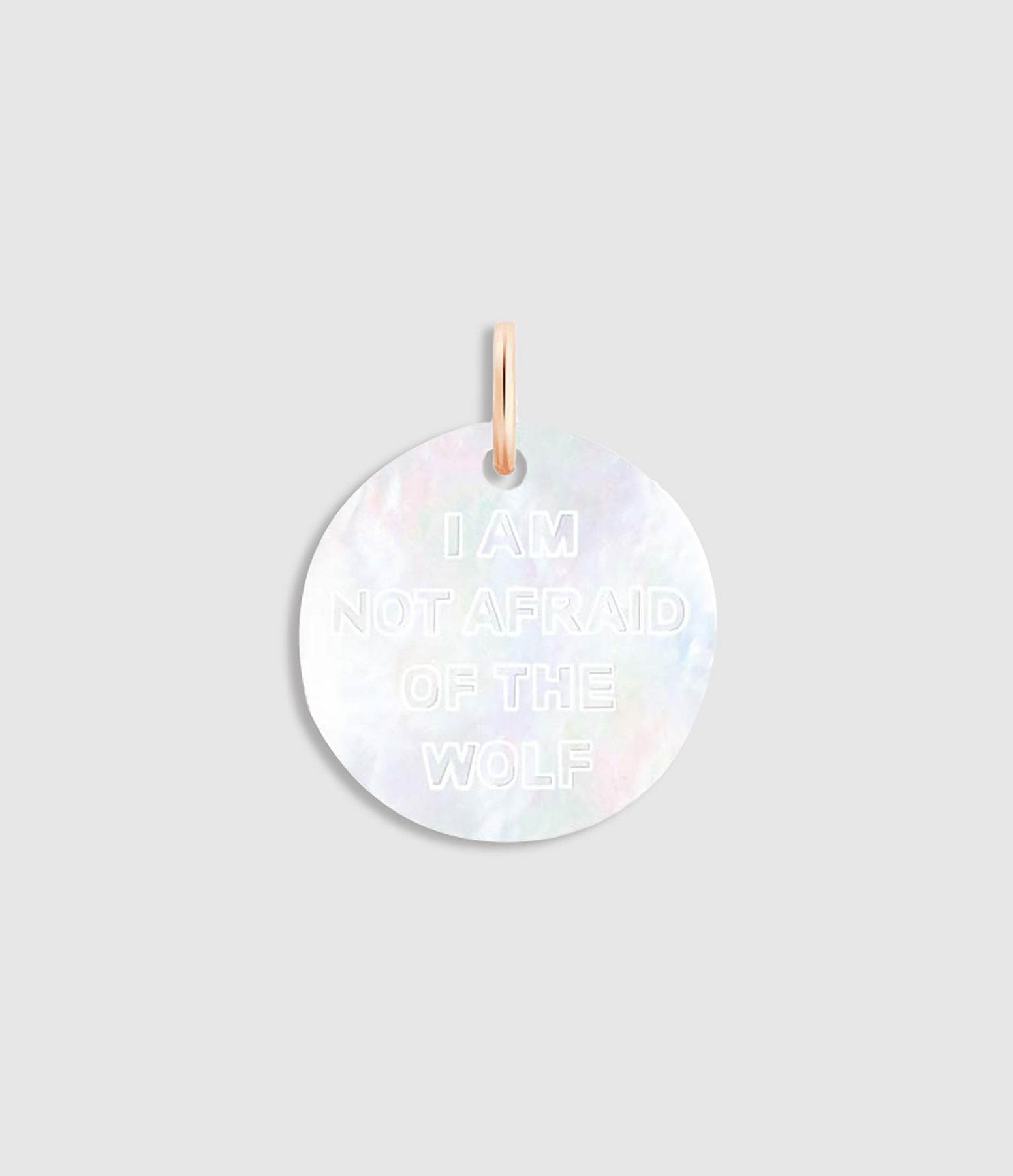 Wolf Medal Pendant in White Mother-of-Pearl and Rose Gold