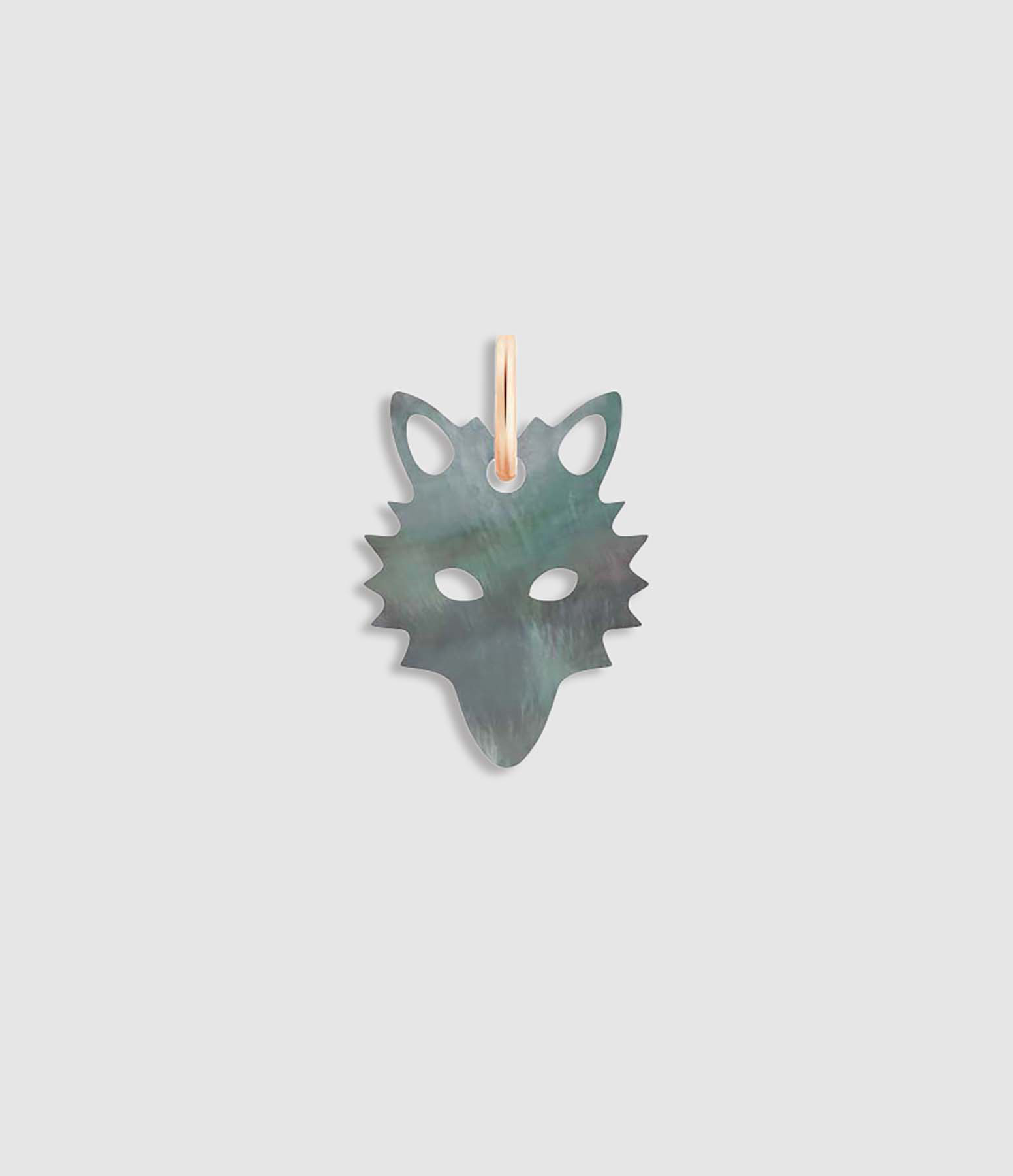 Mini Wolf Pendant in Black Mother-of-Pearl and Rose Gold