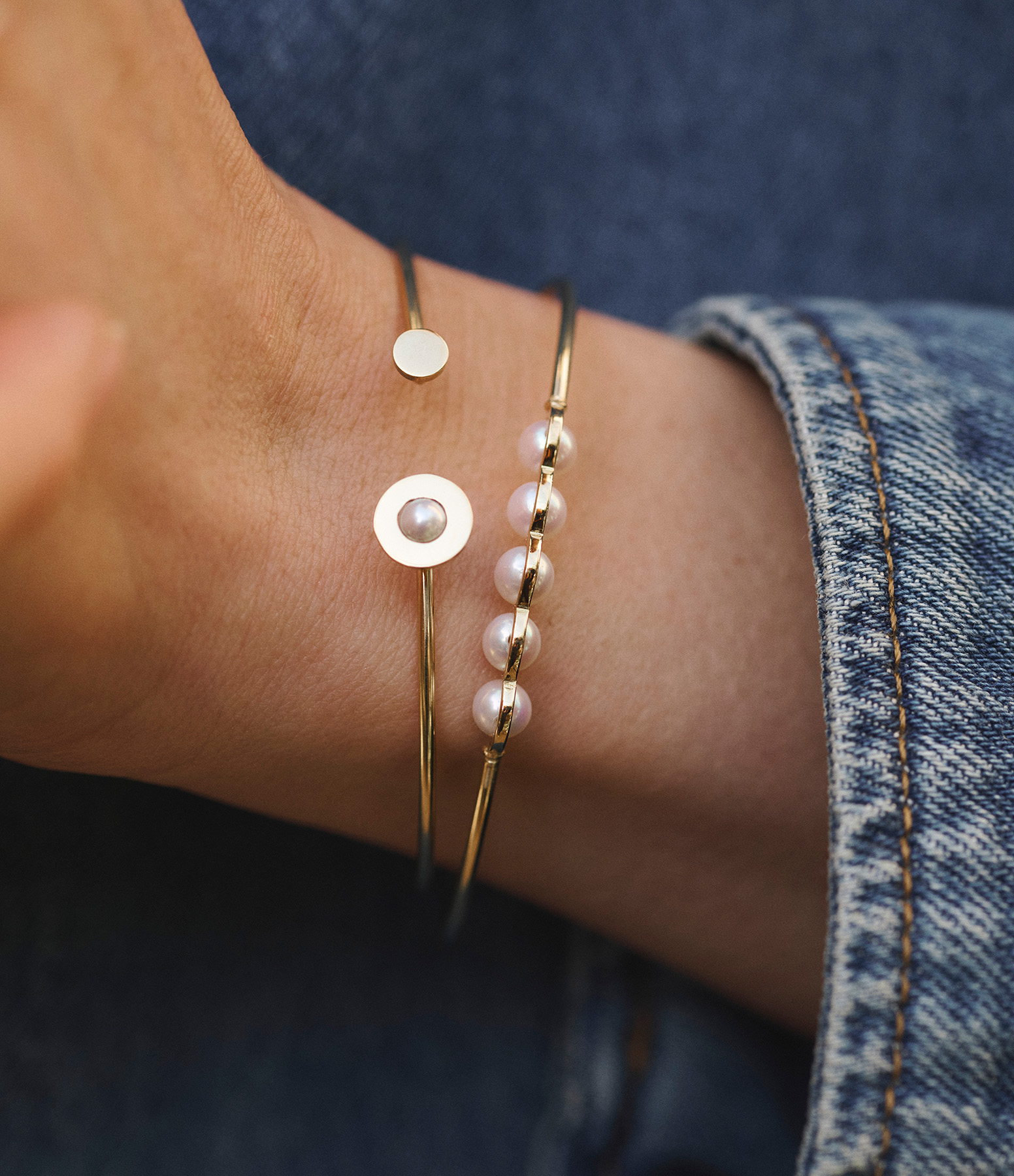 Coco Beach Bracelet with Five Yellow Gold Cultured Pearls