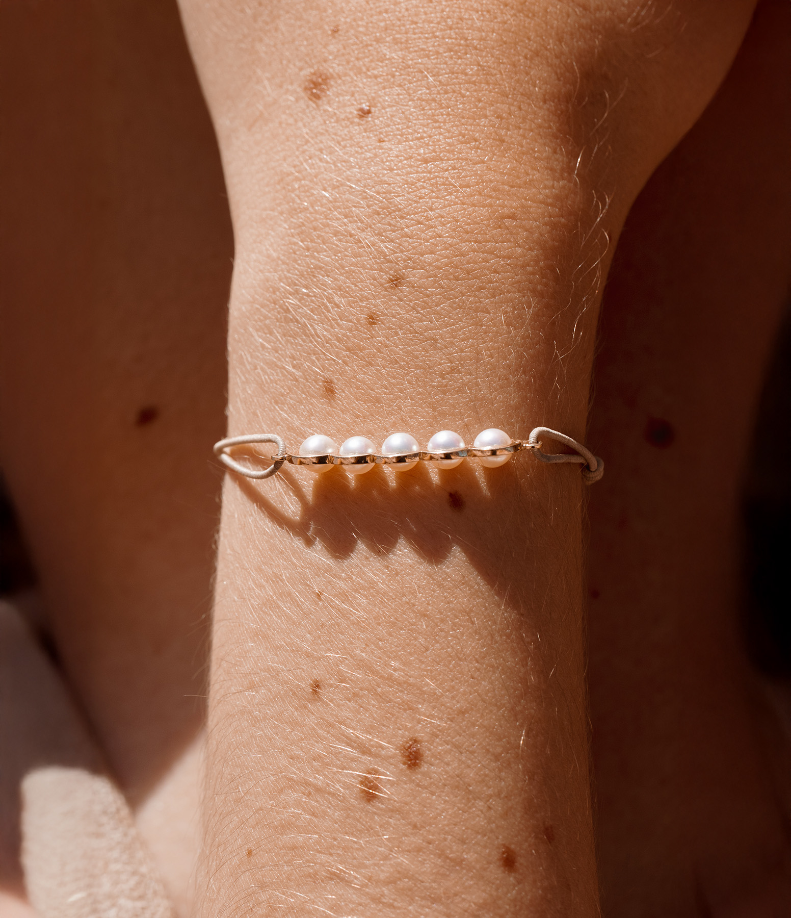 Coco Beach Link Bracelet with Five Rose Gold Cultured Pearls