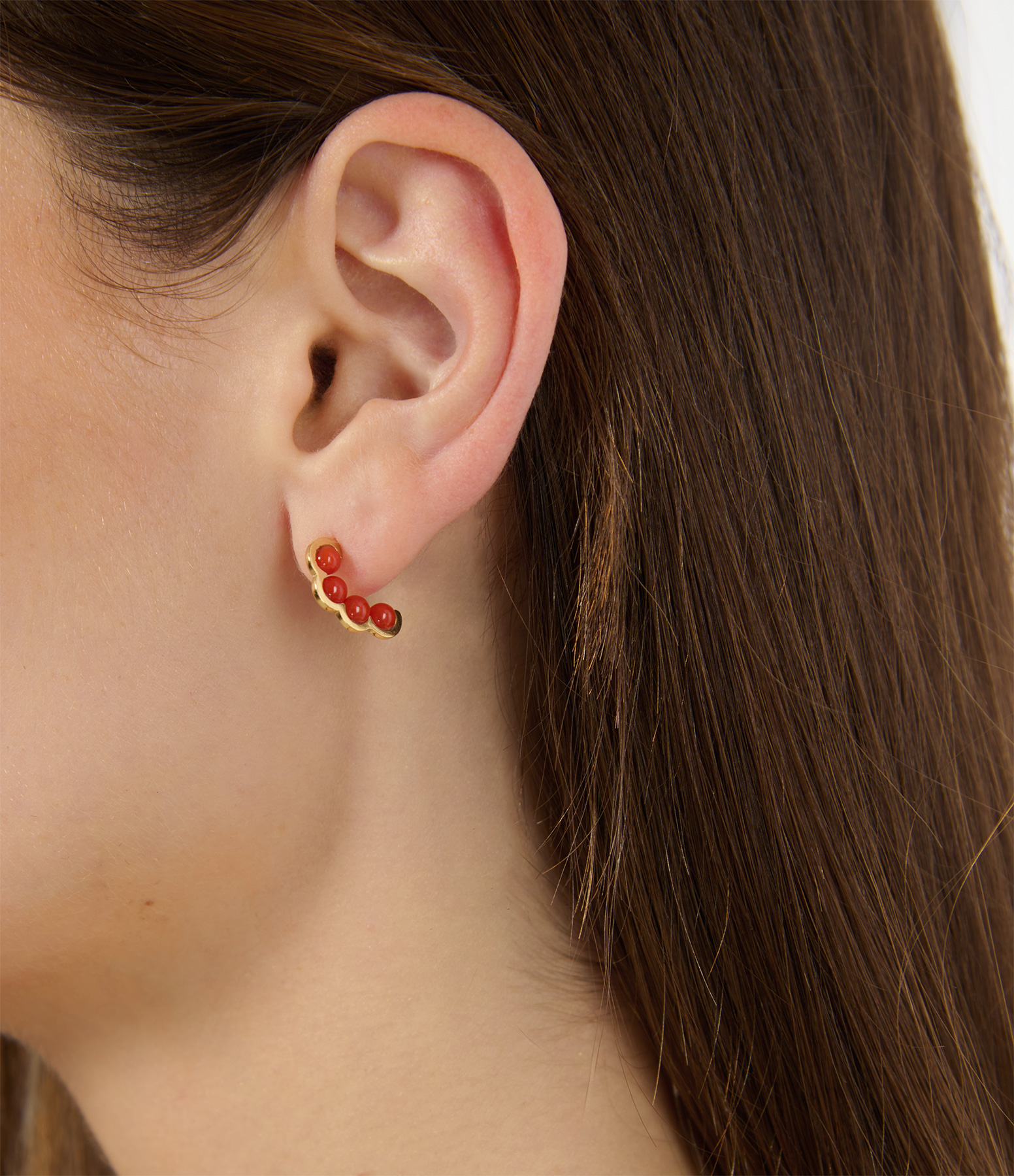 Coco Beach Earring with Four Coral Pearls in Yellow Gold (sold individually)
