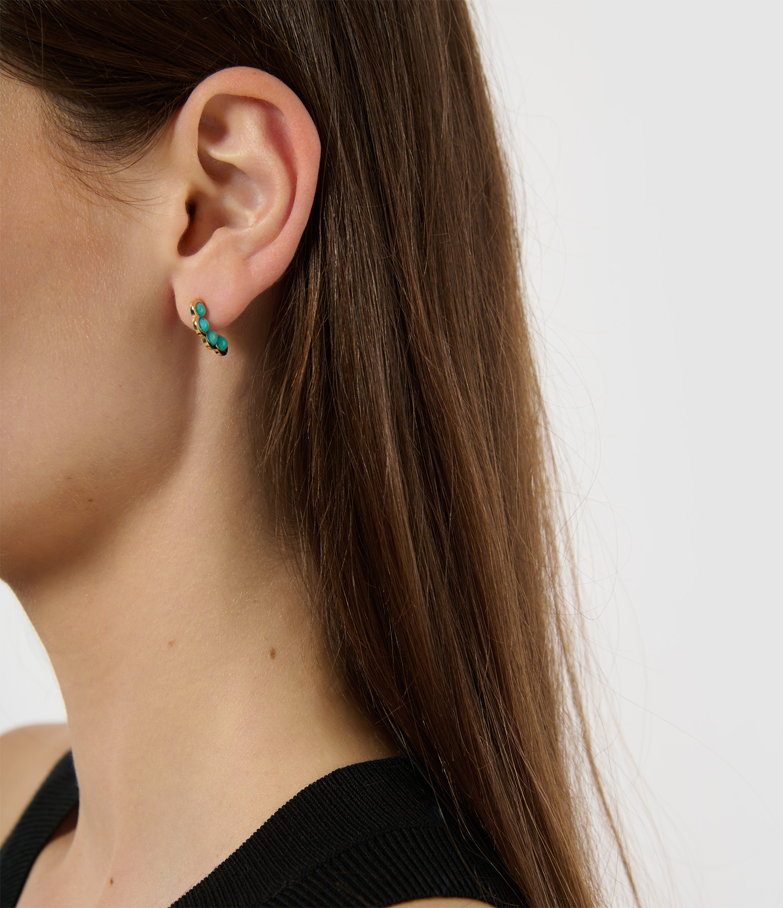 Coco Beach Earring with Four Turquoise Pearls in Yellow Gold (sold individually)