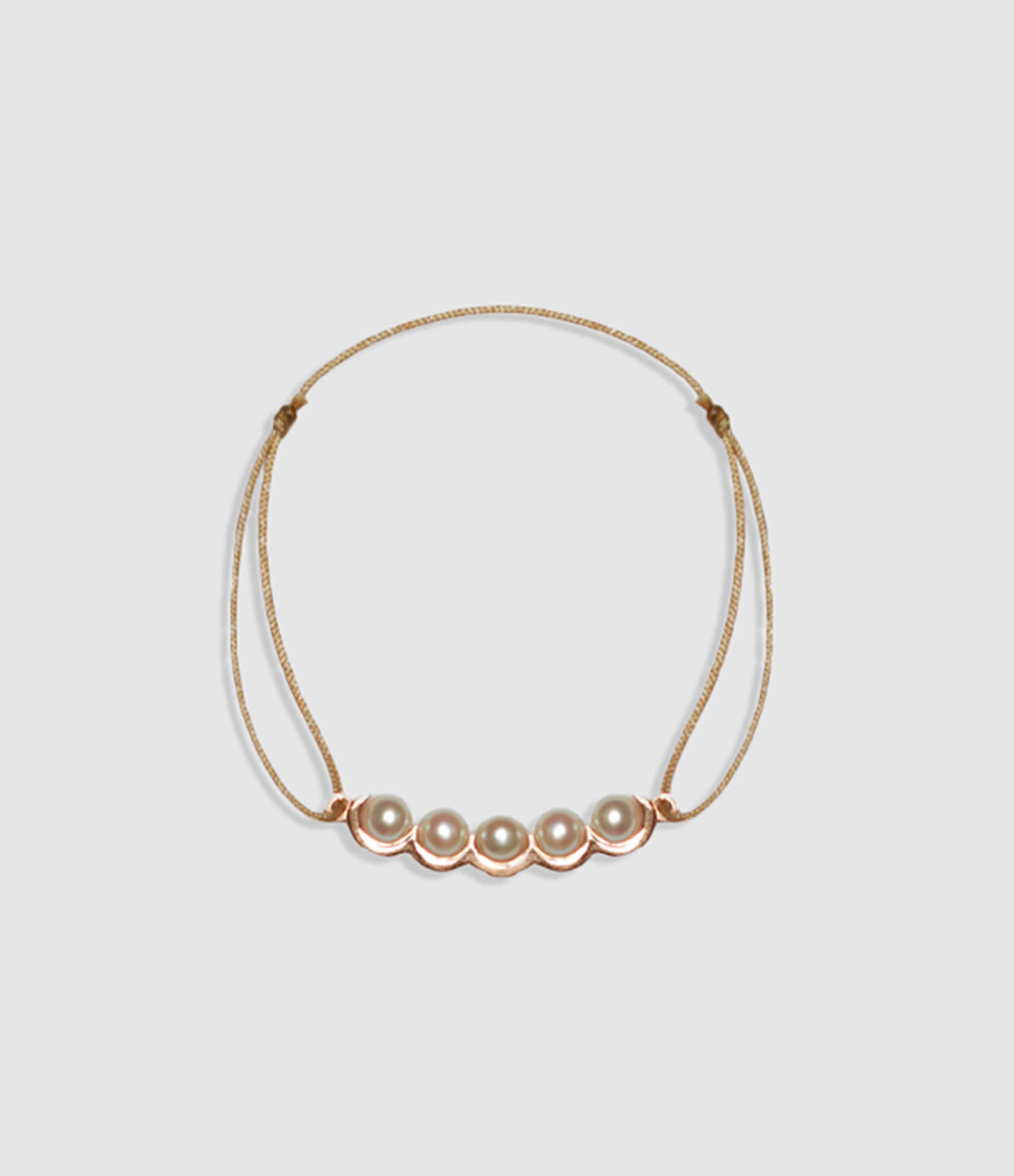 Coco Beach Link Bracelet with Five Rose Gold Cultured Pearls