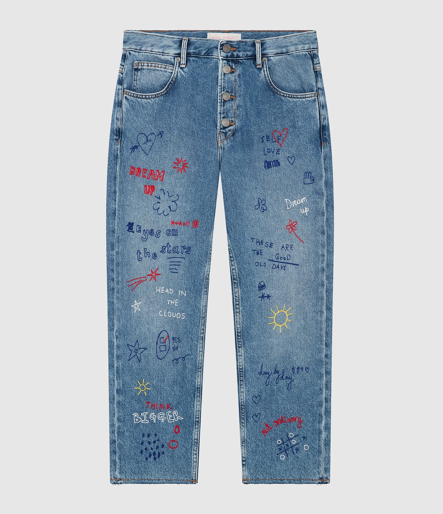 Jean Scribble Mid Blue