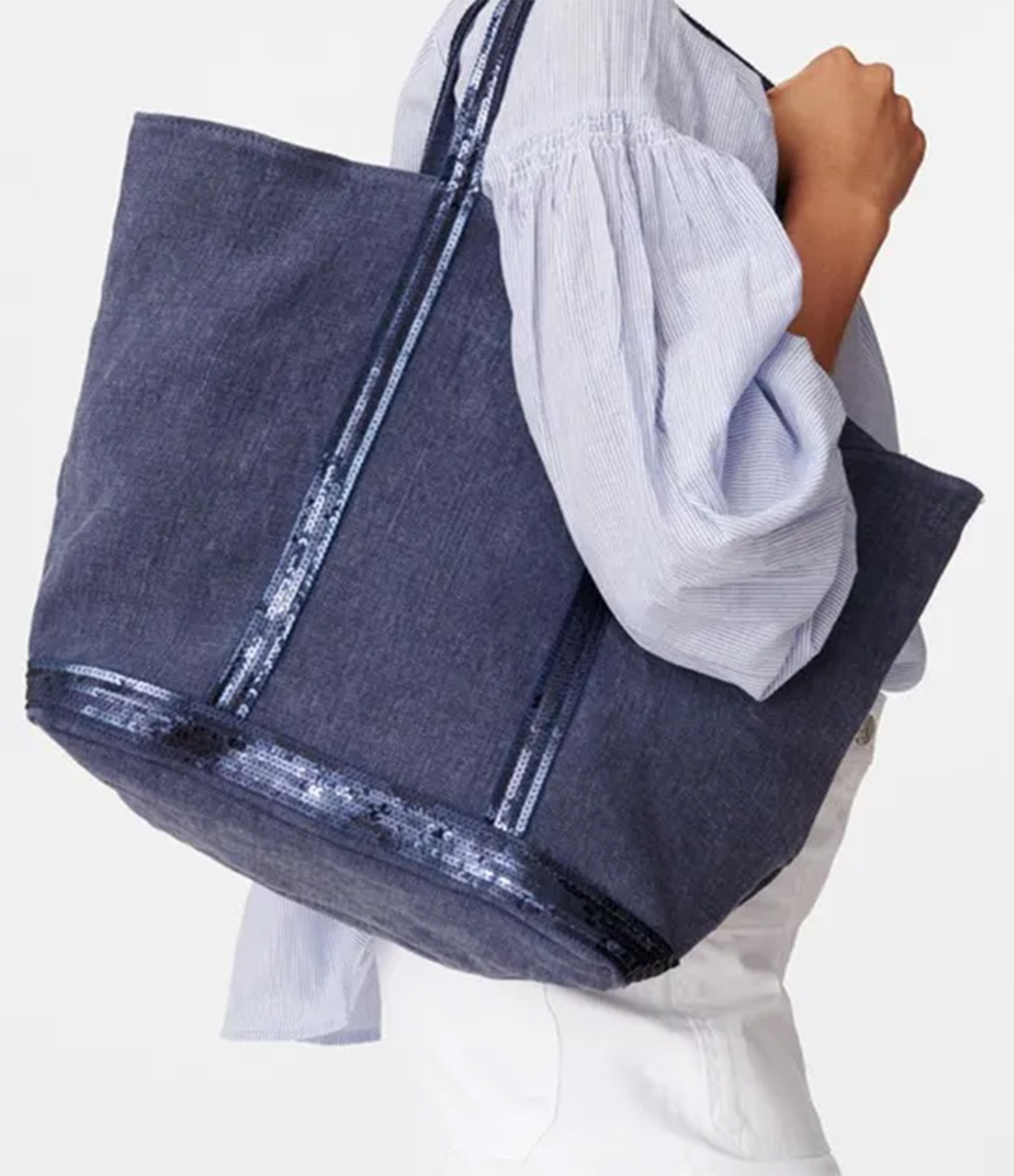 L Lin Zipped Denim Tote Bag