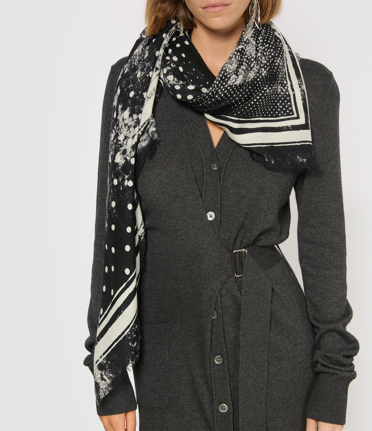 Quadra Black Polka Dot Scarf