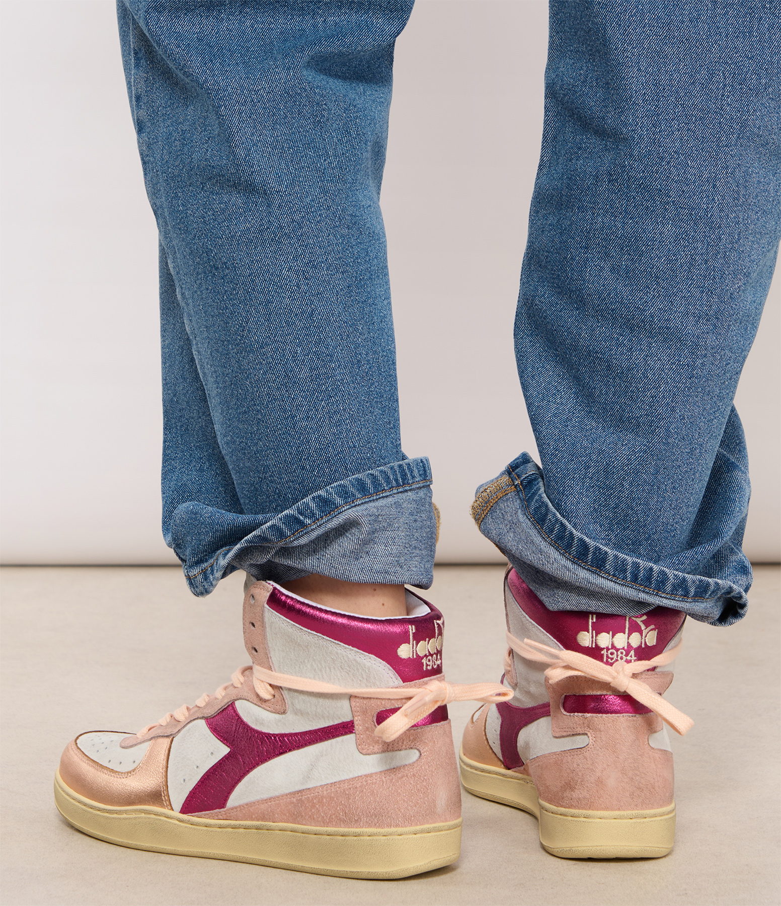 Metal Pigskin Used Wn Leather Rosa High-Top Trainers