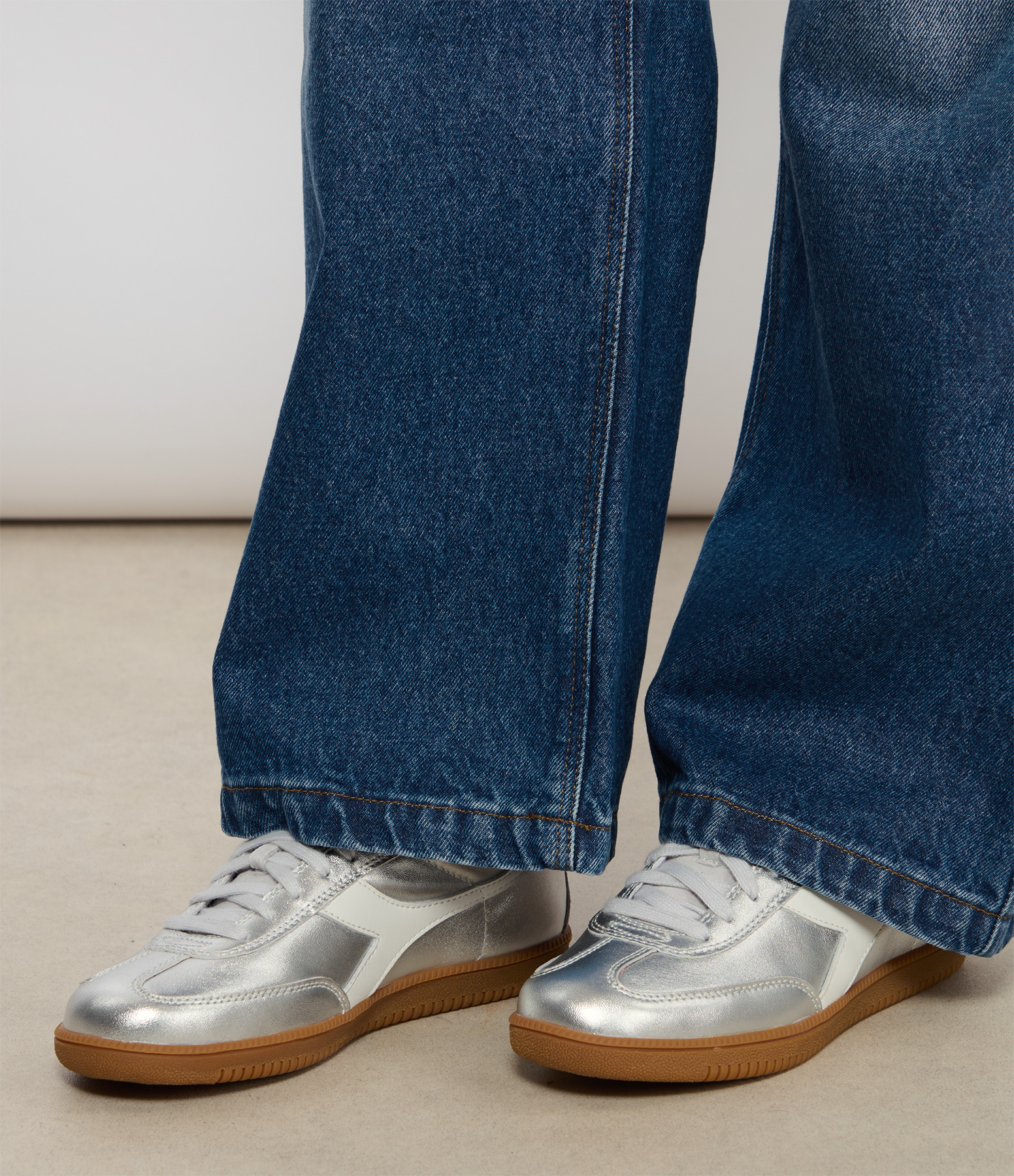Trainer Metallic Silver Metalised trainers