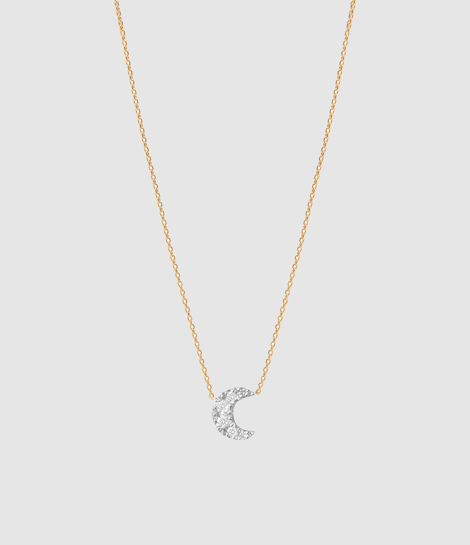 Magic Touch Moon Diamond Necklace in Yellow Gold