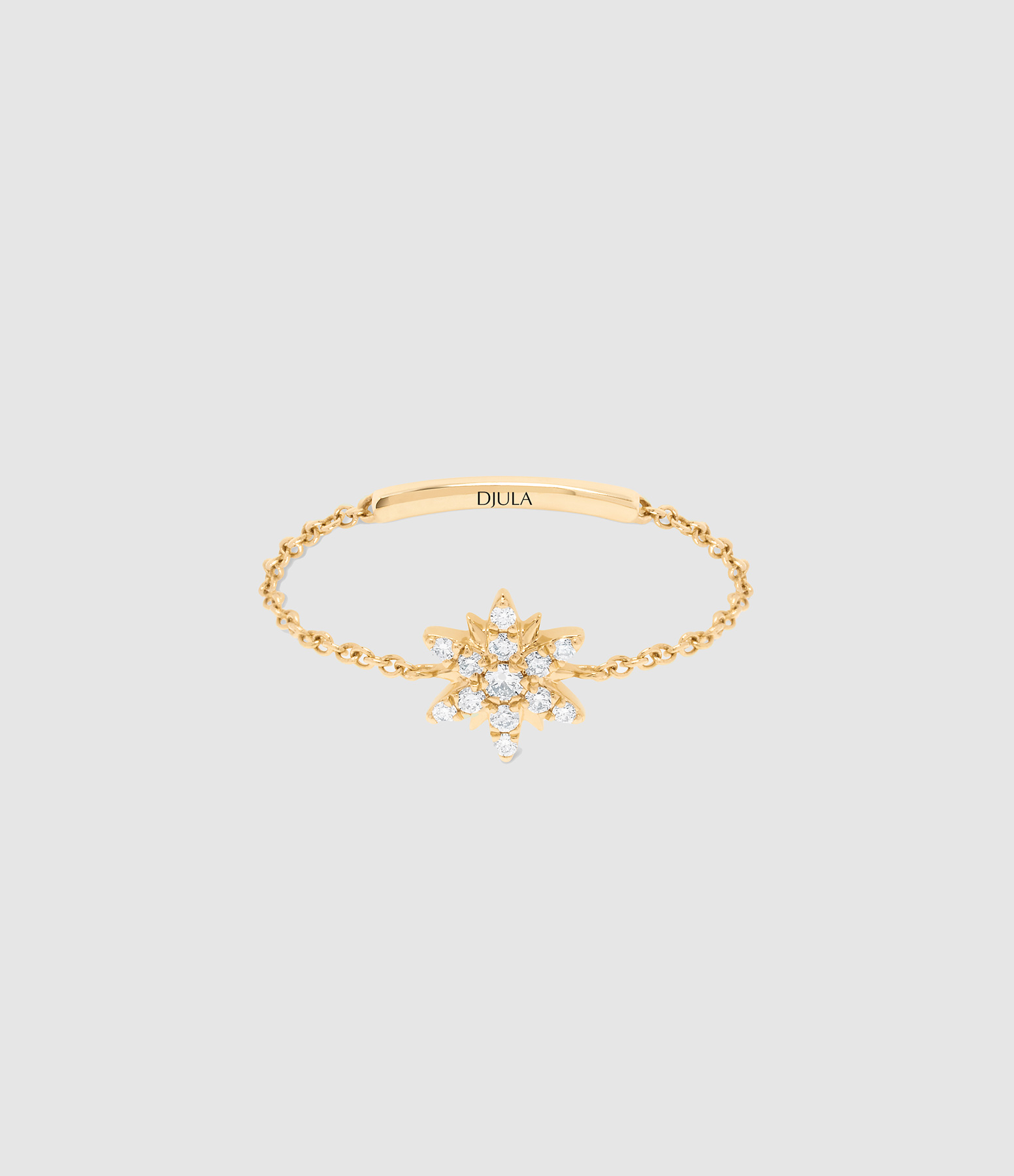 Magic Touch Sun Chain Ring with Diamonds in Yellow Gold
