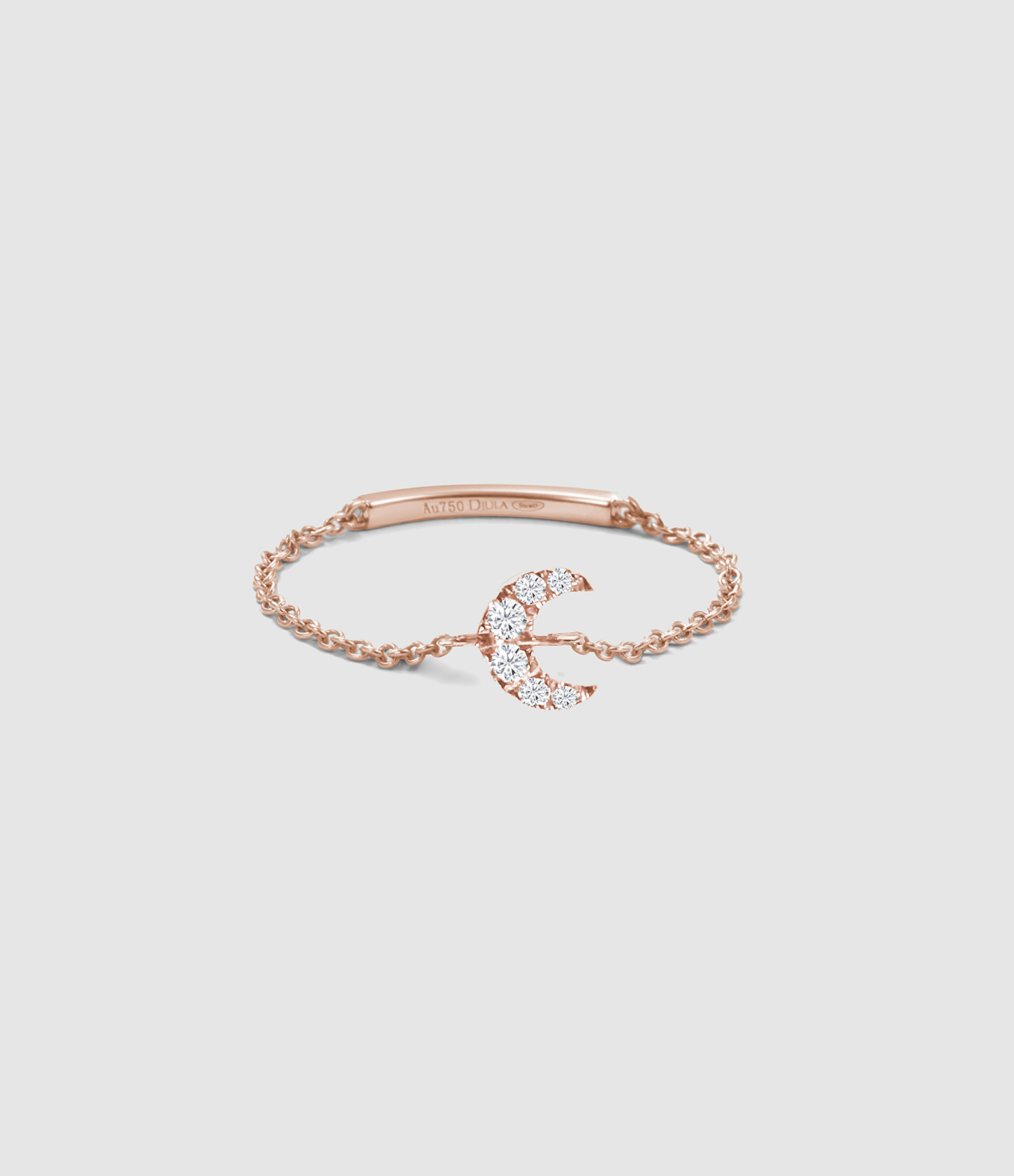 Magic Touch Moon Diamond Chain Ring in Rose Gold