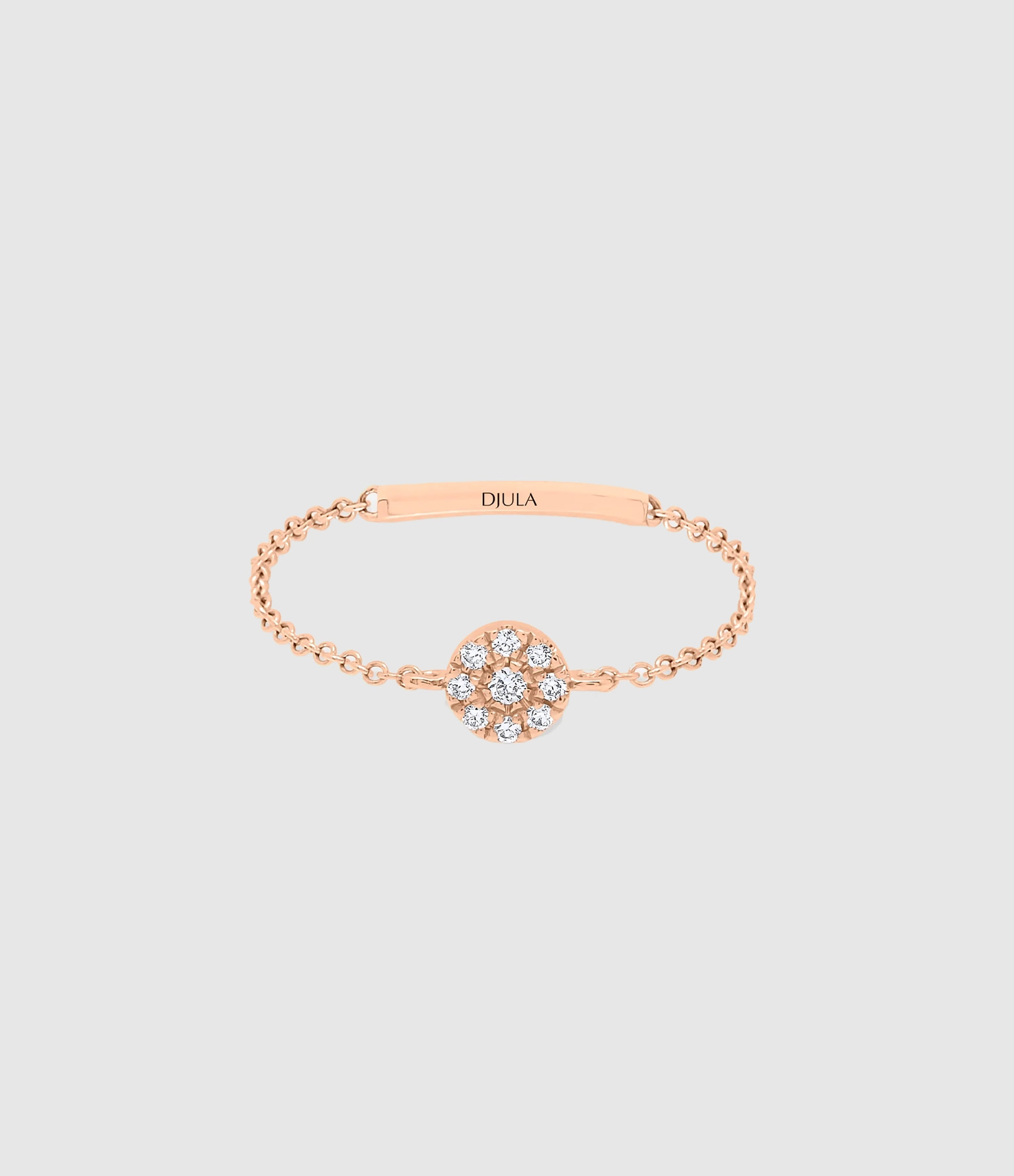 Magic Touch Chain Ring with Diamond Accents in Rose Gold