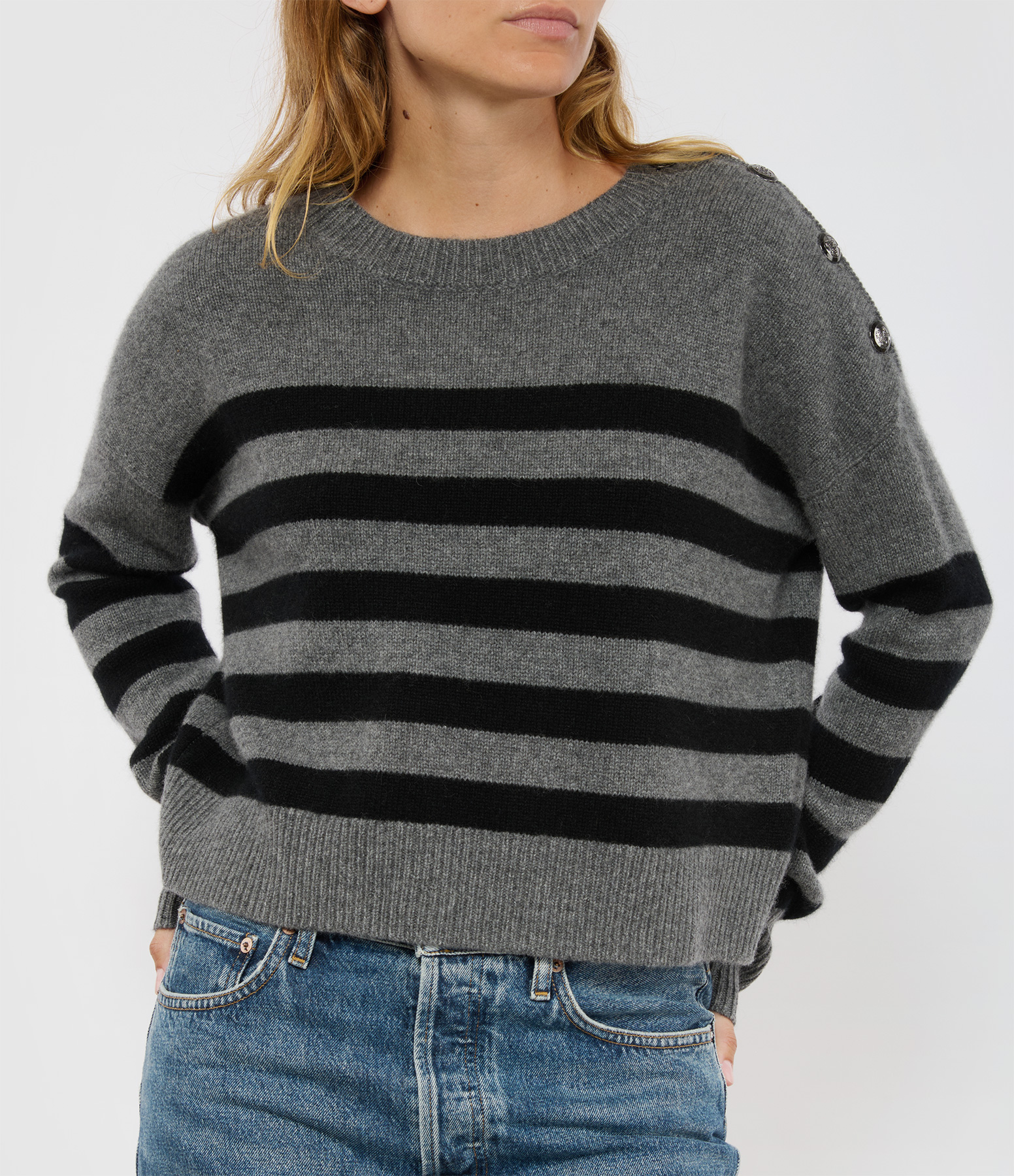 Solal Baby Jumper – Grey with Black Stripes