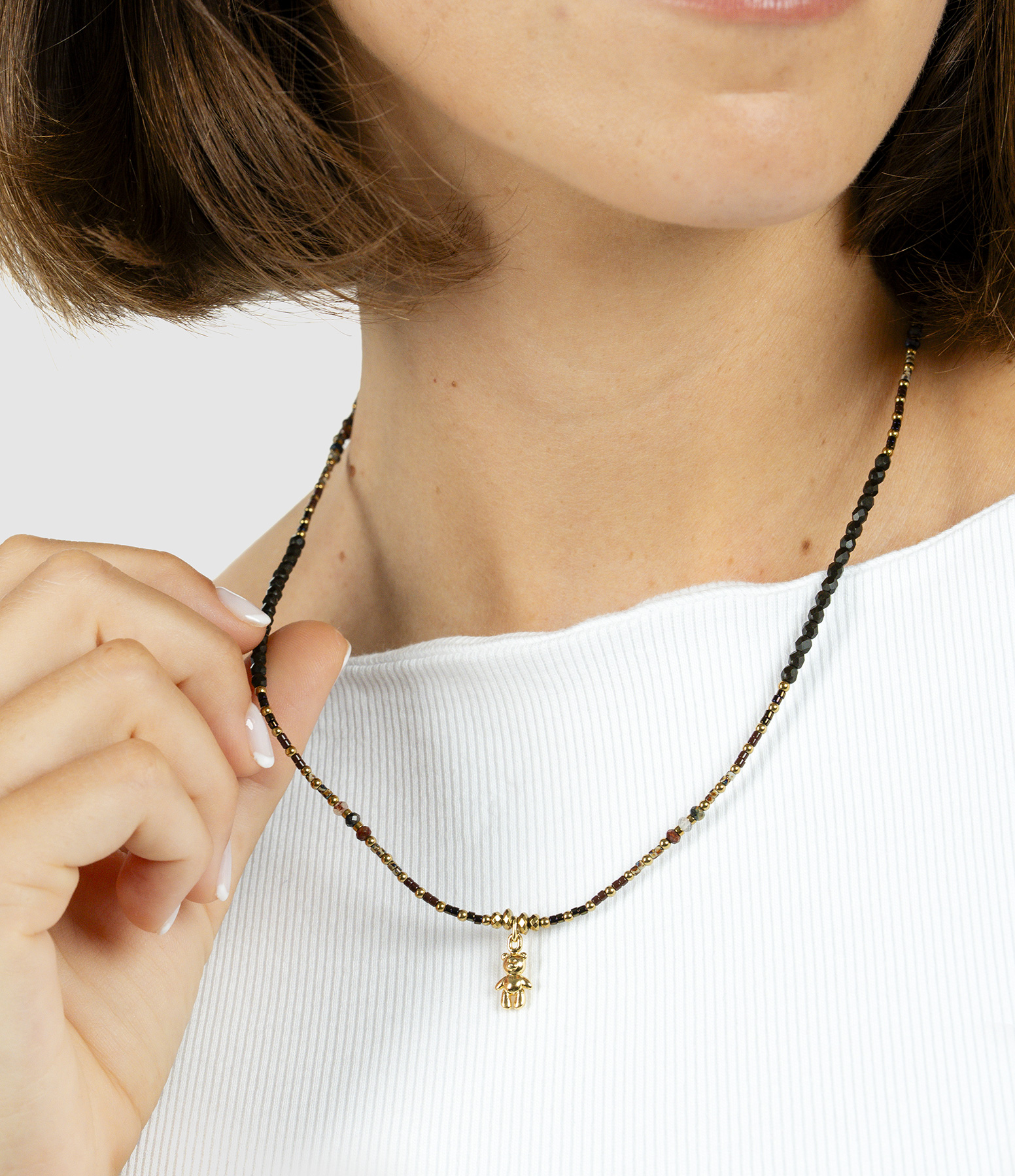Doudou Dede Cacao necklace and triple-strand bracelet