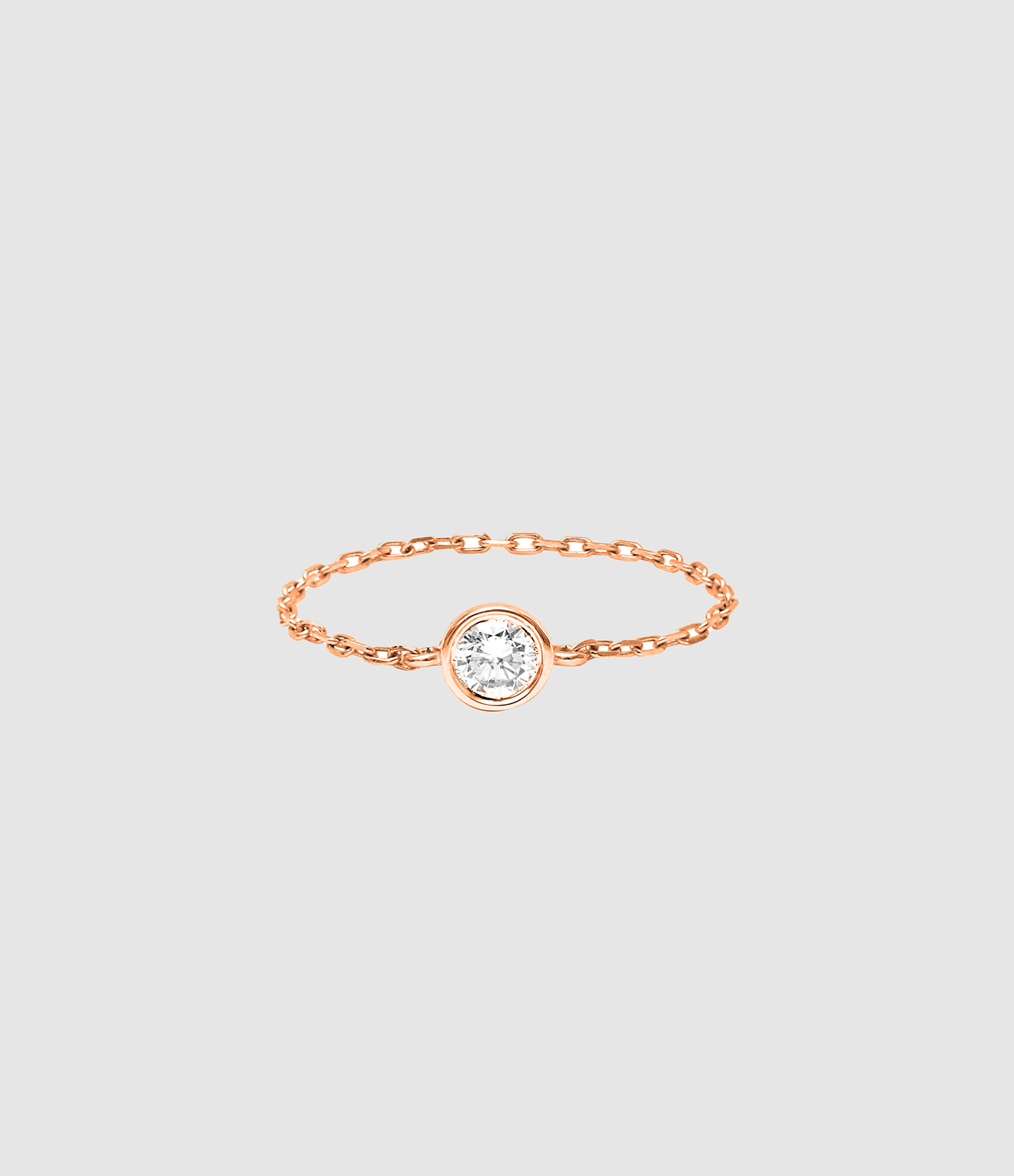 Magic Touch Solitaire Diamond Chain Ring in Rose Gold