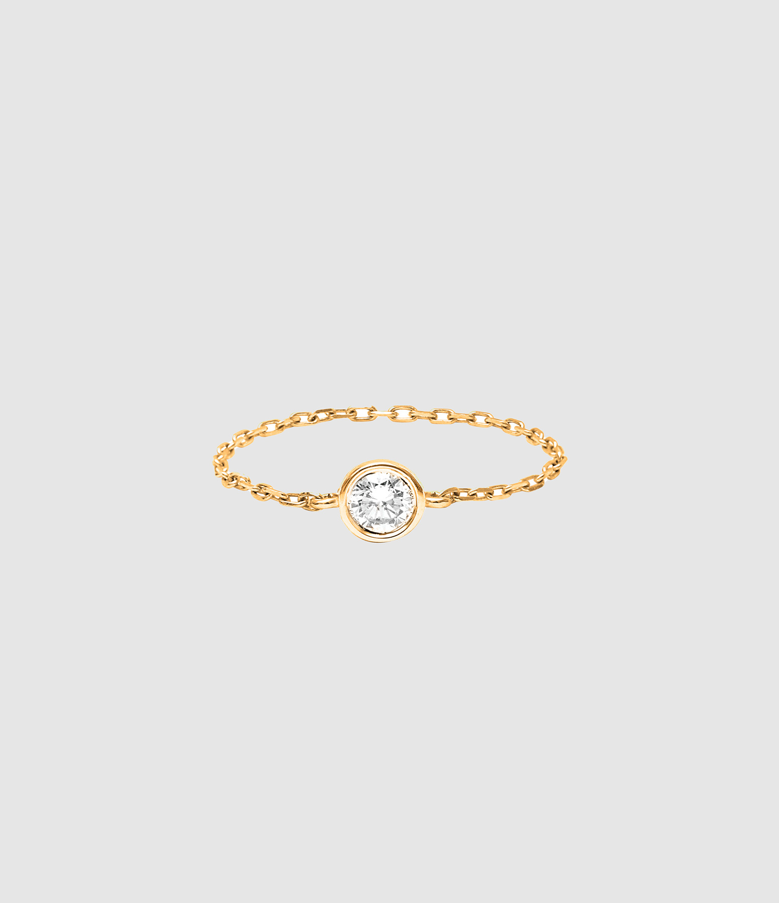 Magic Touch Solitaire Diamond Chain Ring in Yellow Gold
