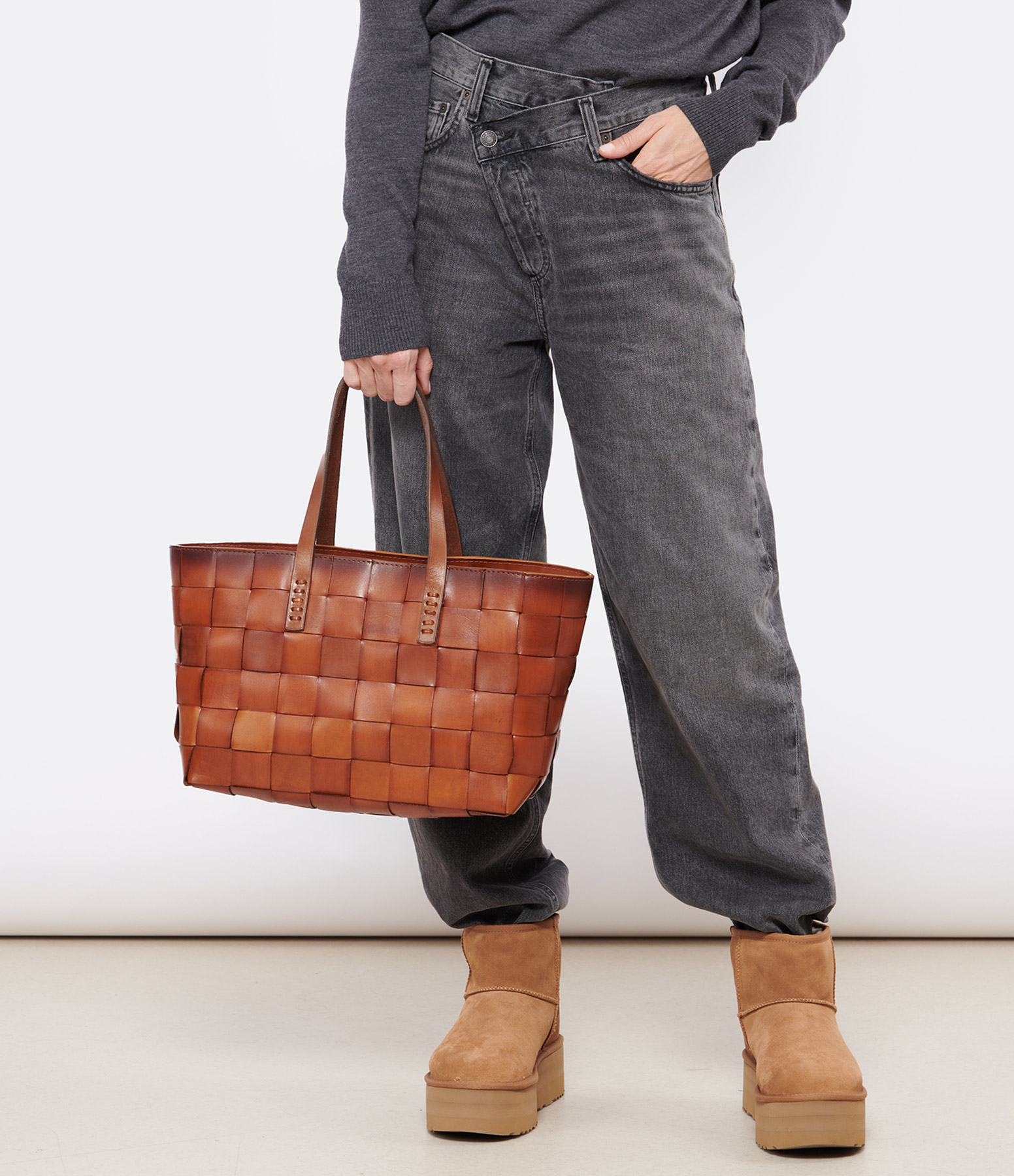 Tan Leather Japan Tote Bag