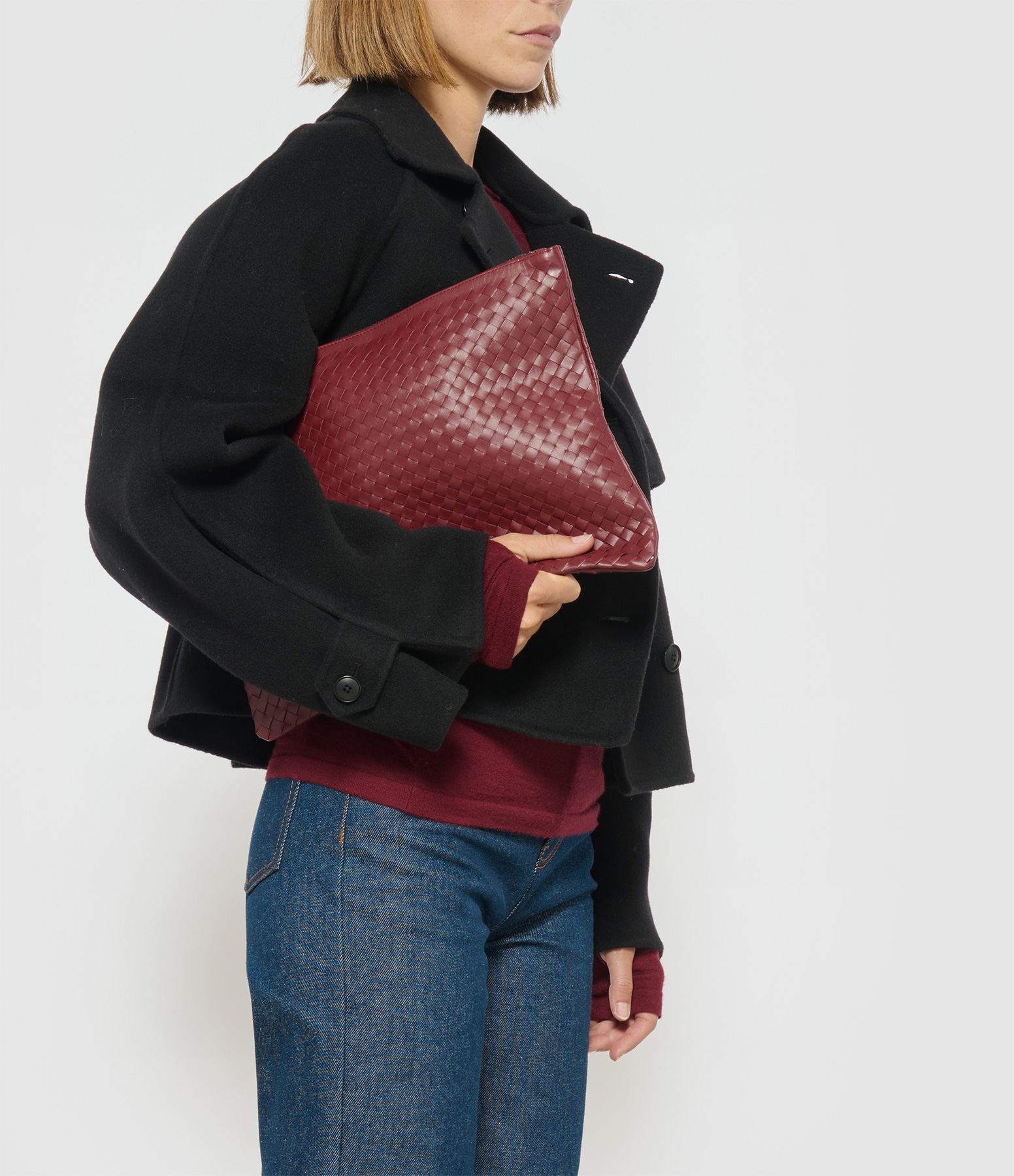 Bordo Leather Clutch Bag, 36 x 27 cm
