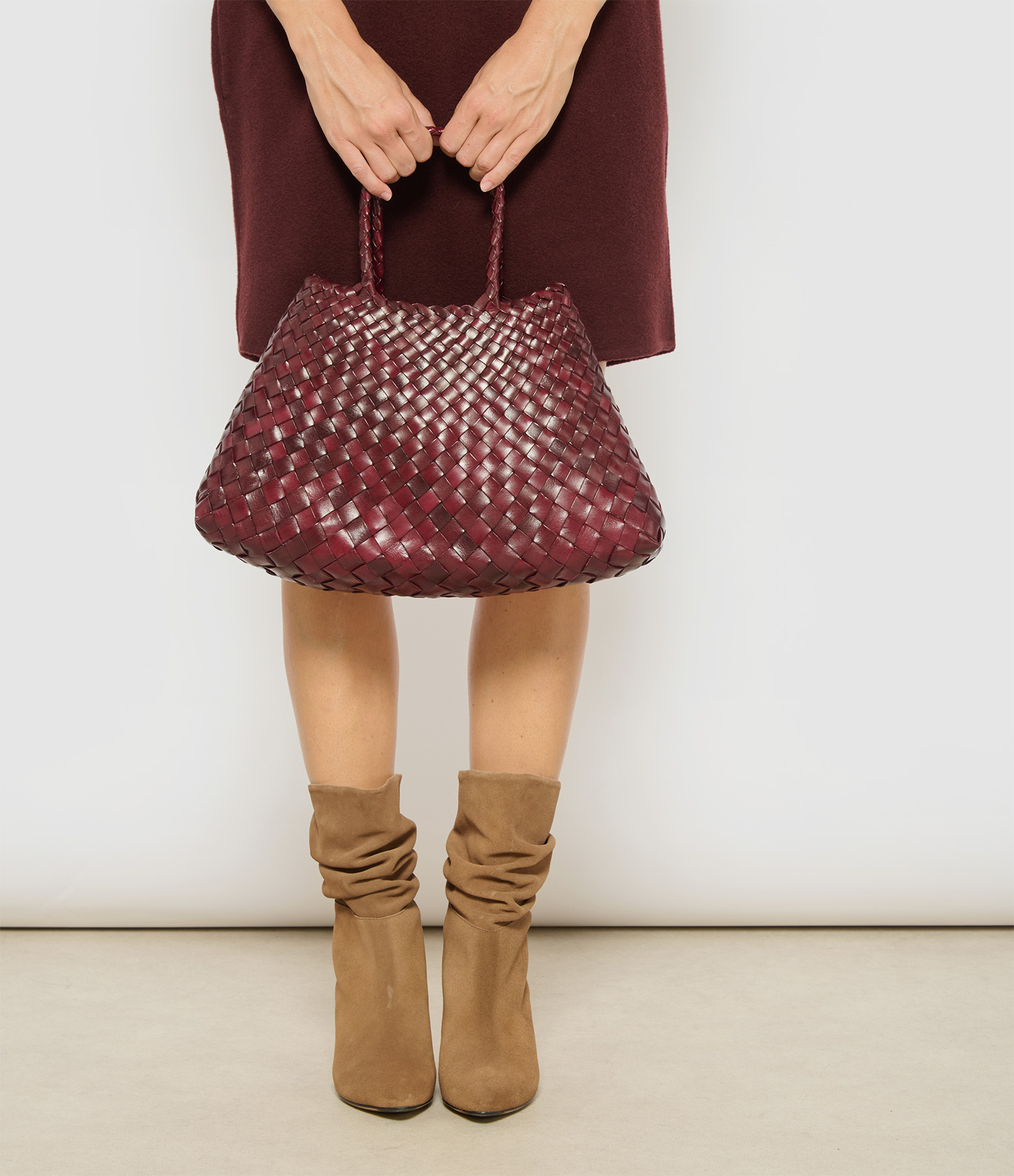 Santa Croce Small Leather Bag in Bordo
