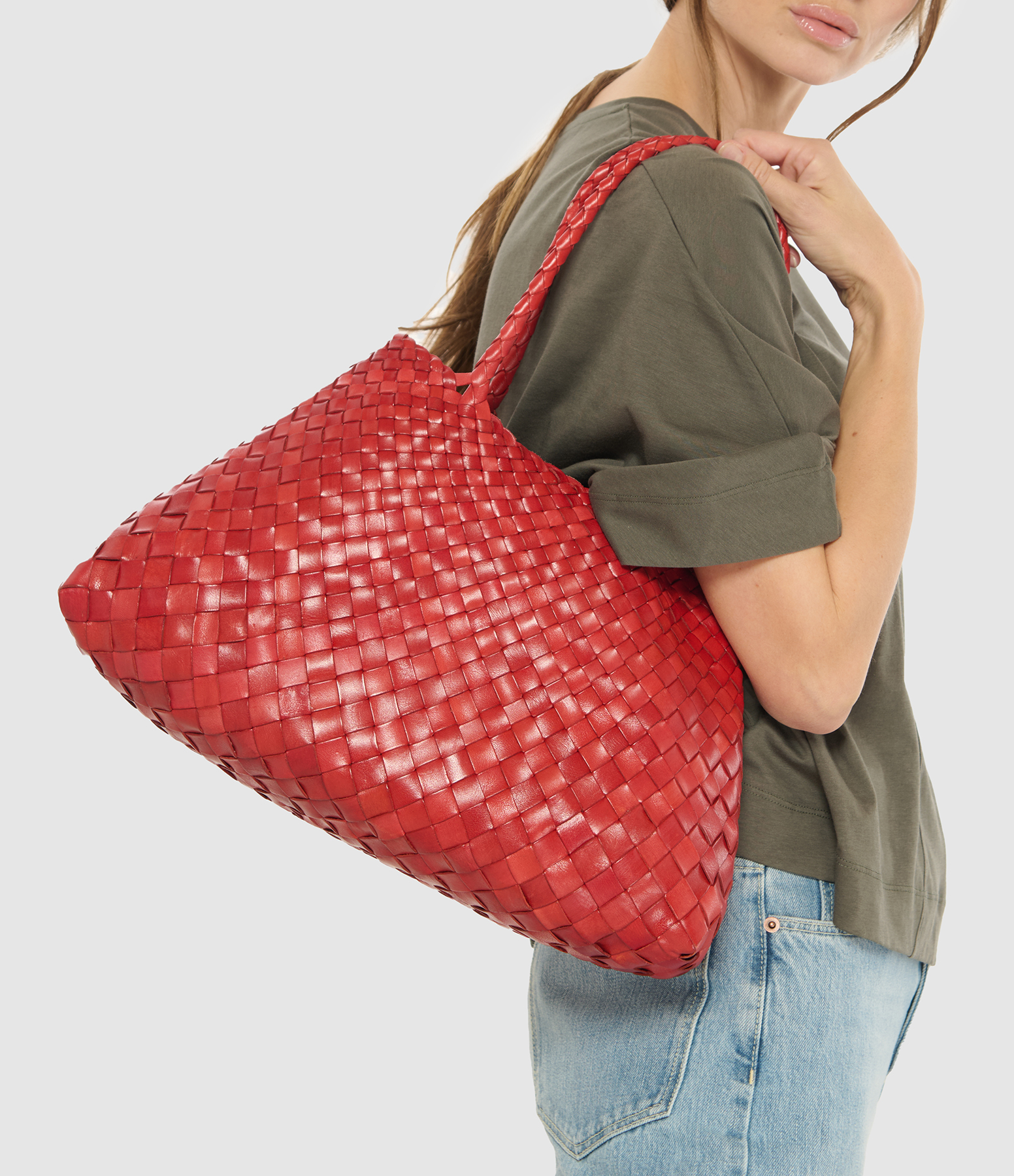 Santa Croce Big Leather Bag in Poppy Red