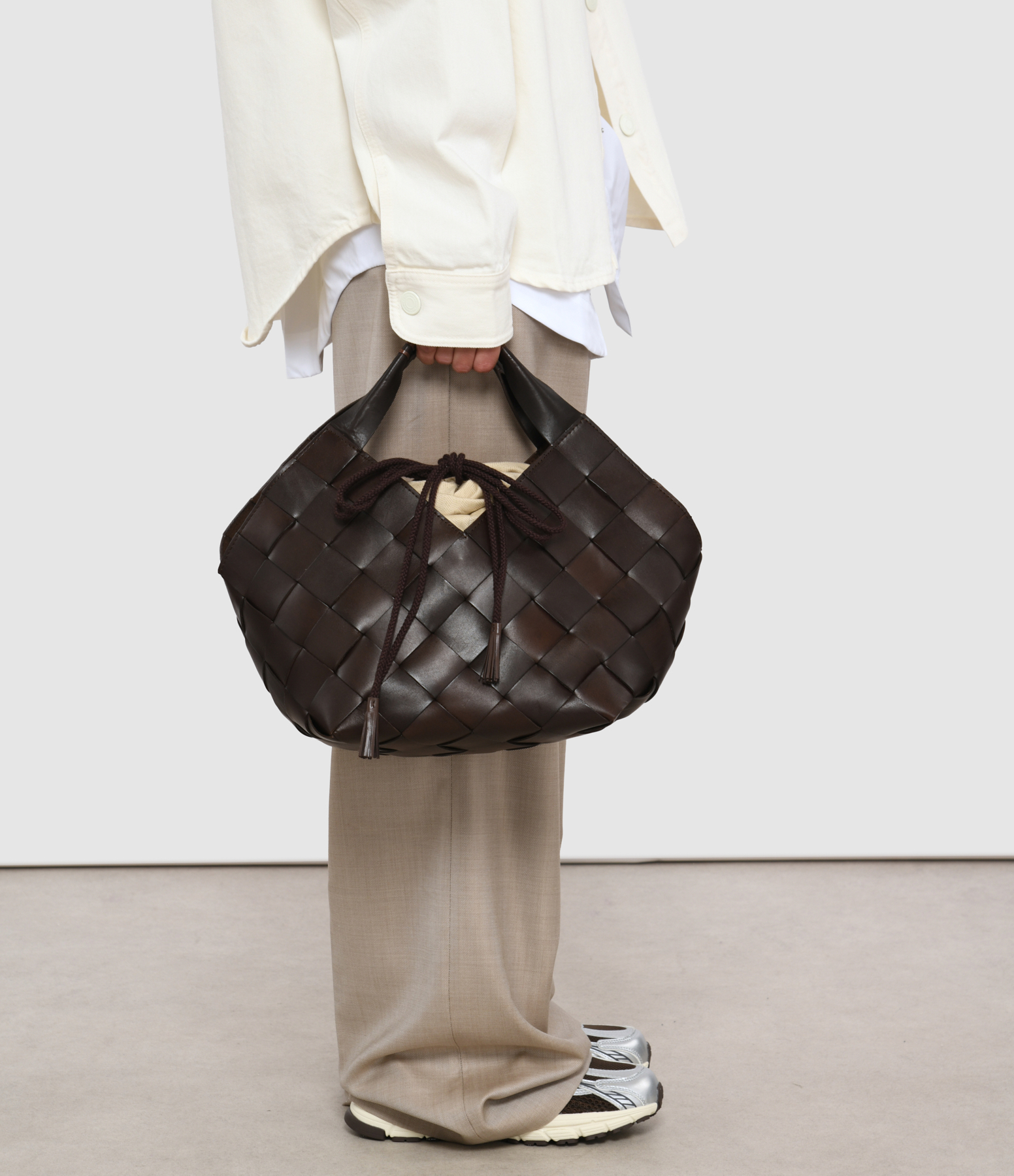 Botteghe Leather Bag, Dark Brown