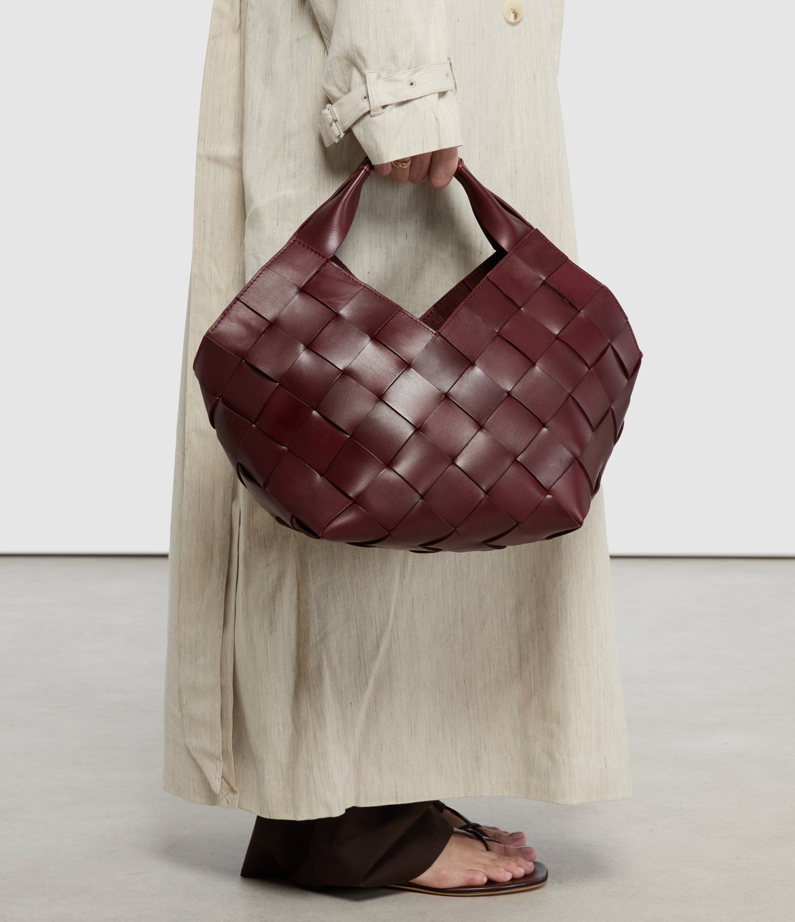 Botteghe Leather Bag in Bordo