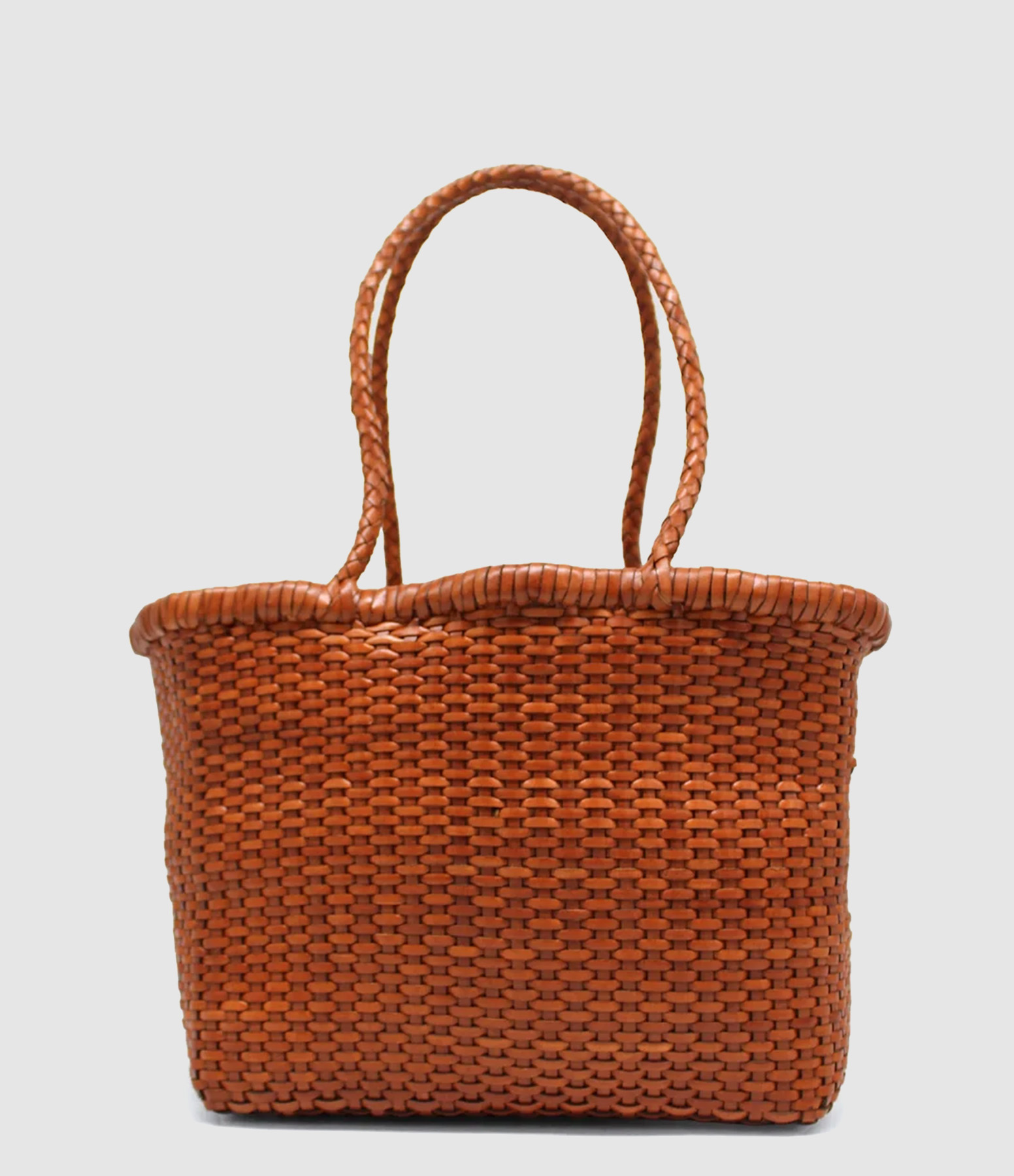 B Weave Basket Small Bag in Tan Leather