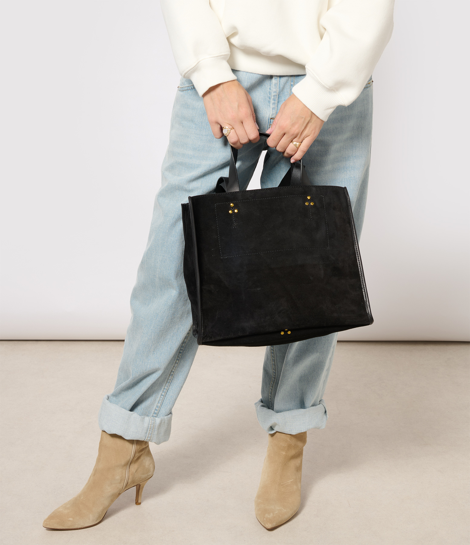 Léon M Black Suede Tote Bag