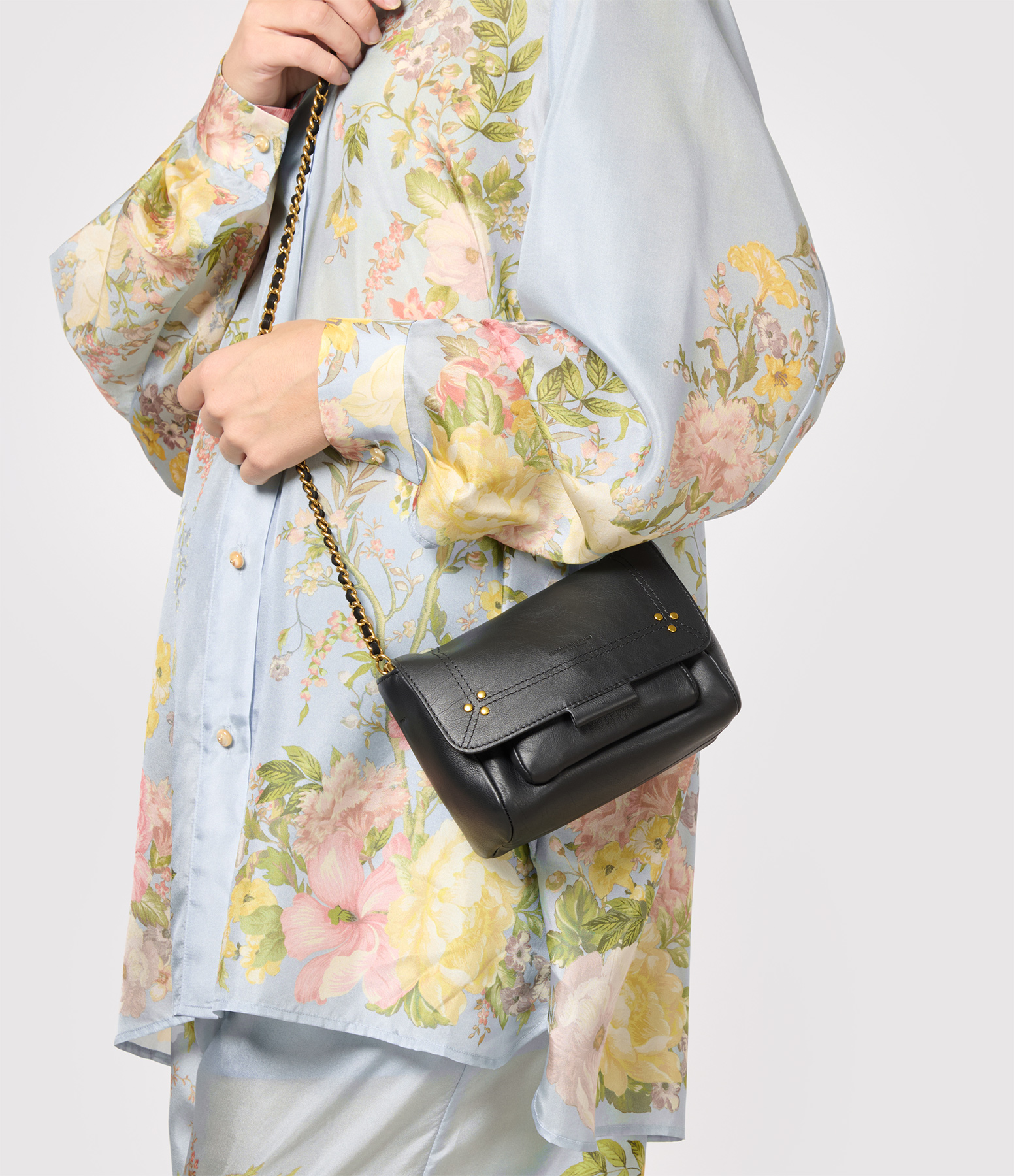 Lulu S Bag – Black Leather with Brass Accents