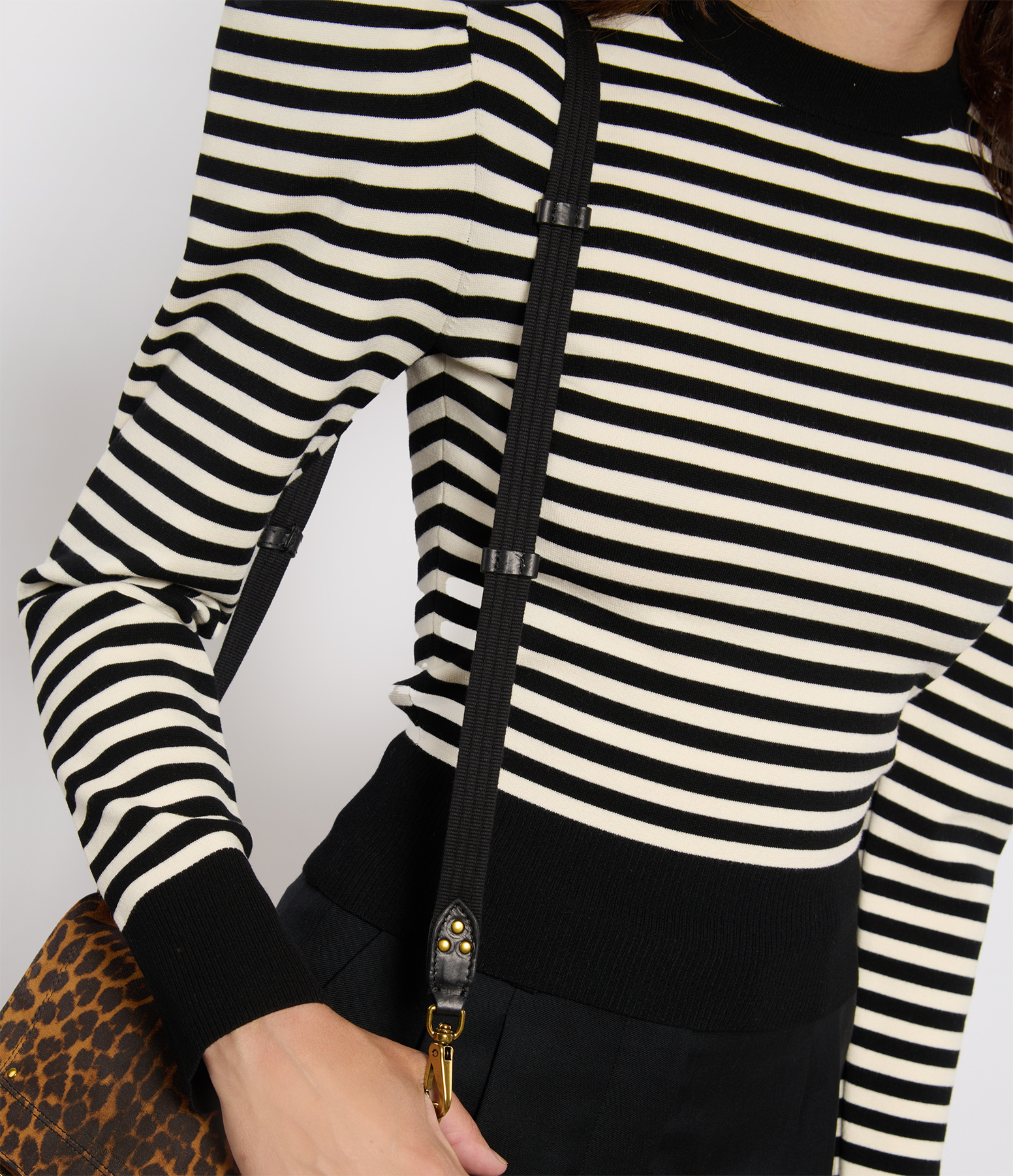Black Brass Thin Strap Shoulder Bag