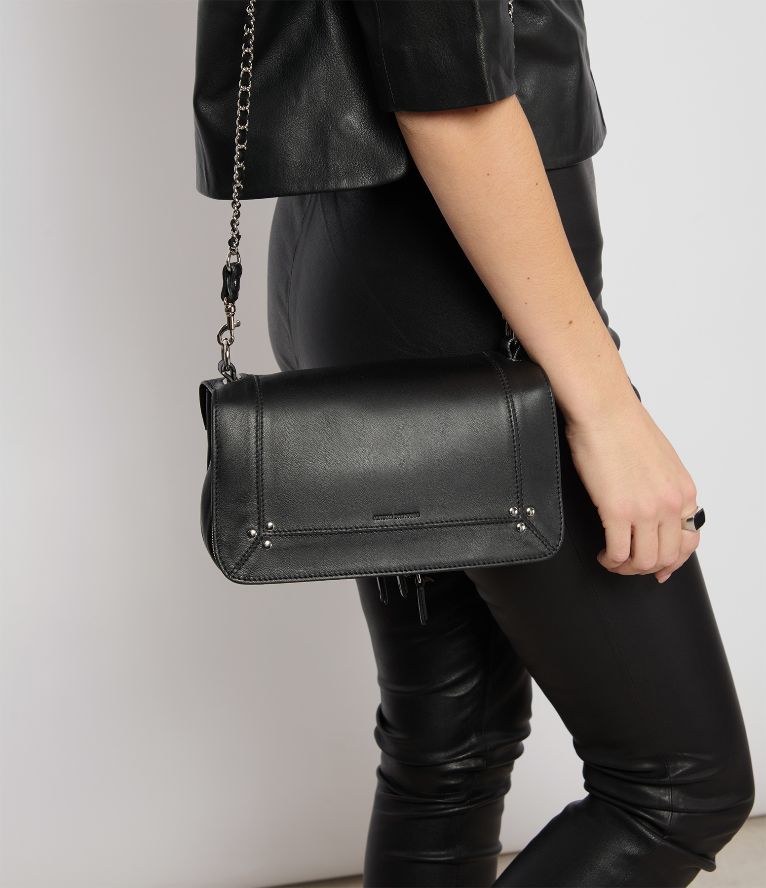 Bobi Bag – Black Leather with Silver Accents
