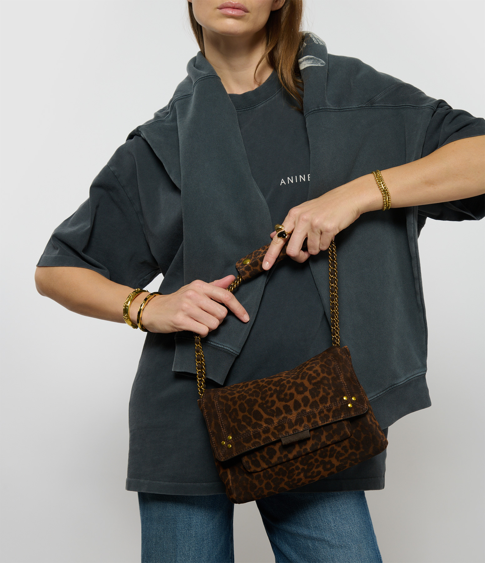Lulu M Bag in Natural Leopard-Print Leather