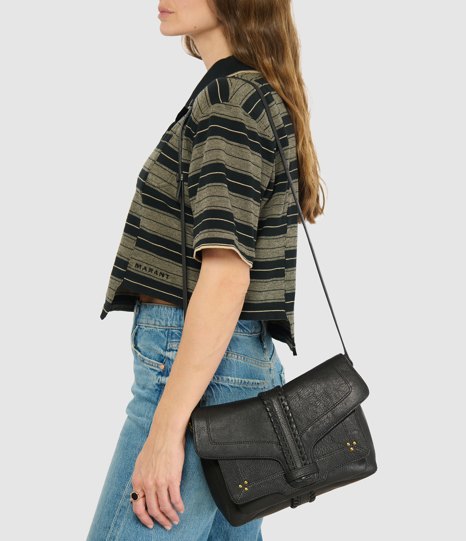 Harry M Black Grained Bag