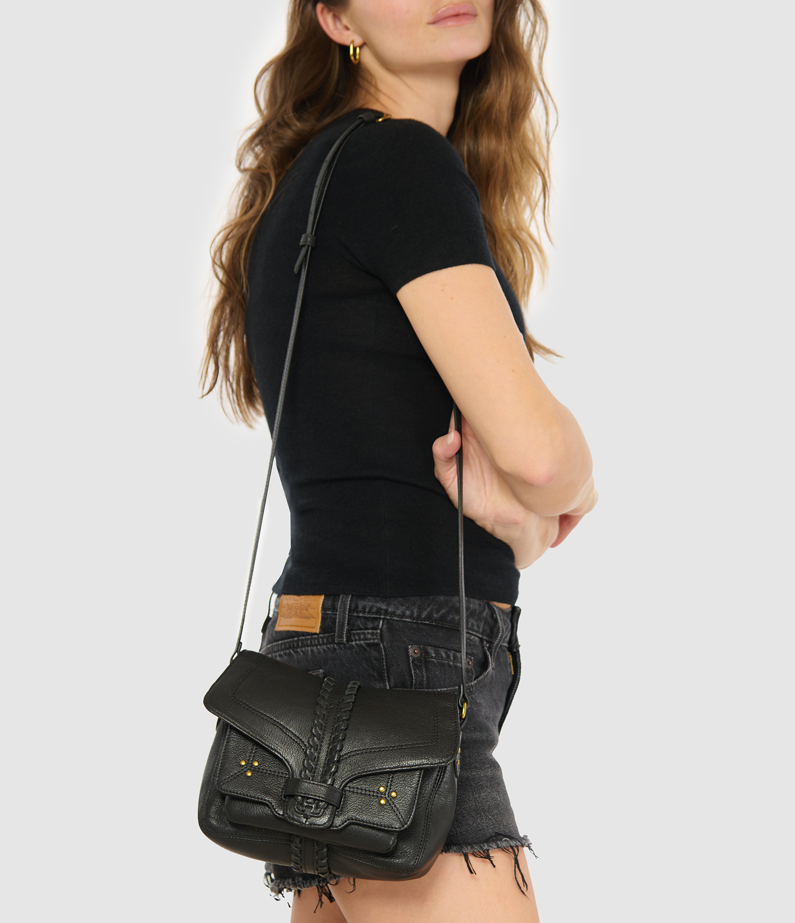 Harry S Black Grained Bag