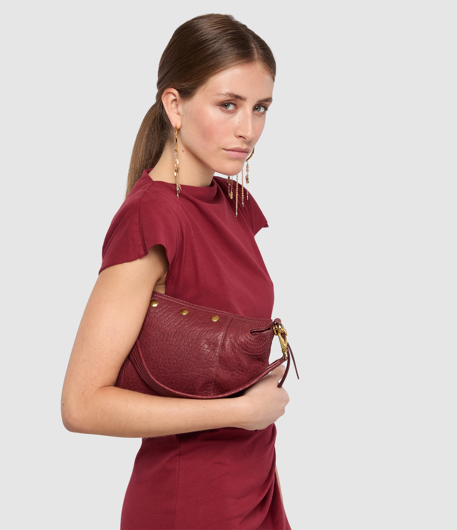Lucky Hobo Small Bubble Burgundy Bag