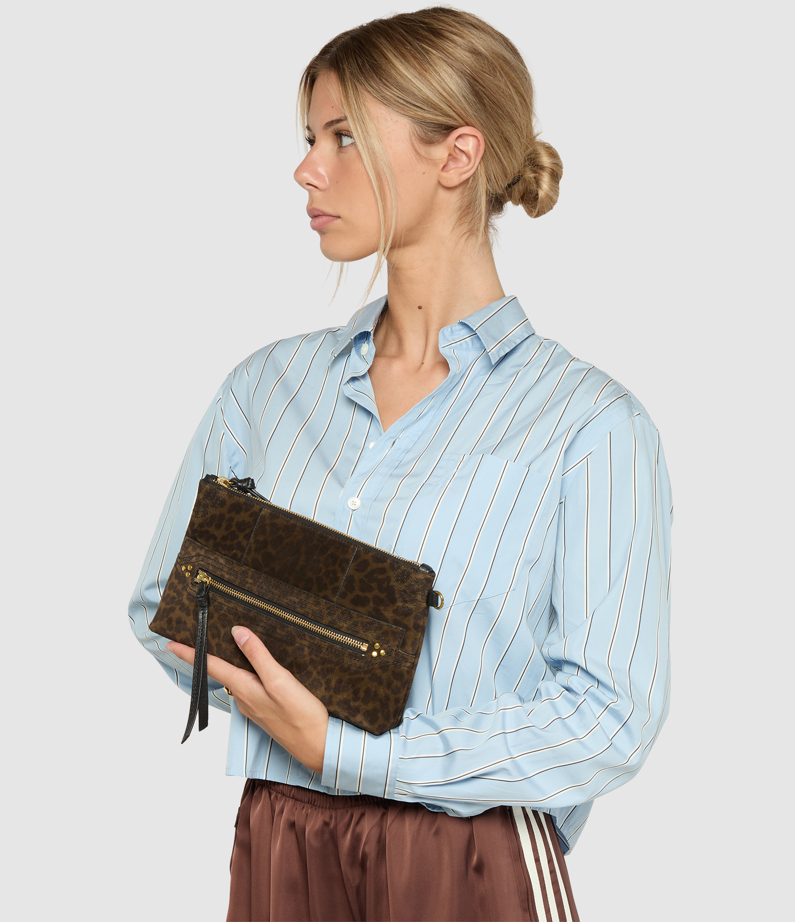 Lucky Clutch Bag in Khaki Leopard Print
