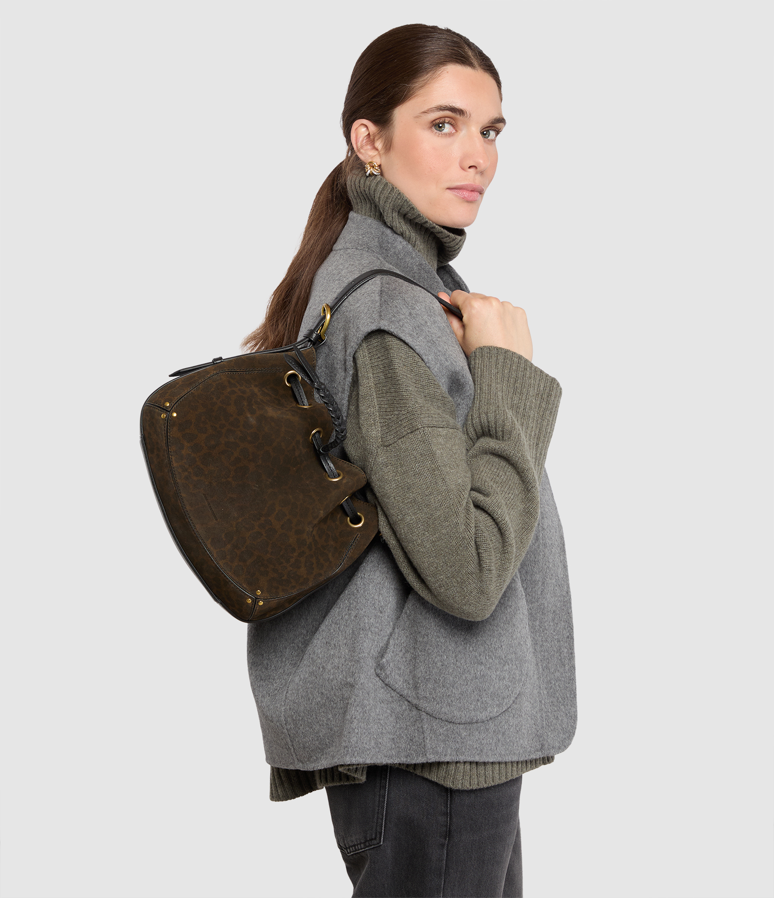 Andy Bag in Khaki Leopard Print