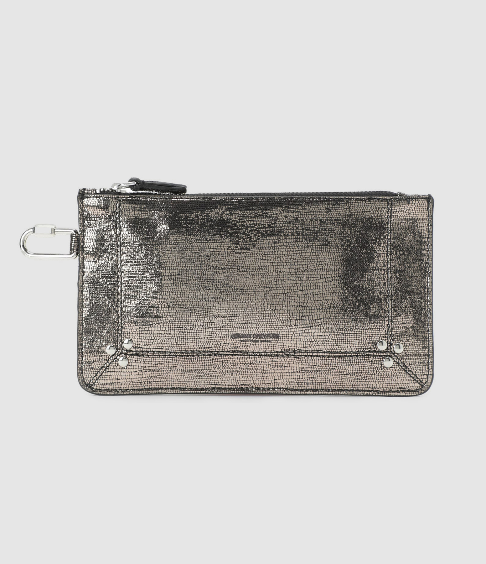 Popoche S Clutch Bag in Champagne-Coloured Lame Goatskin