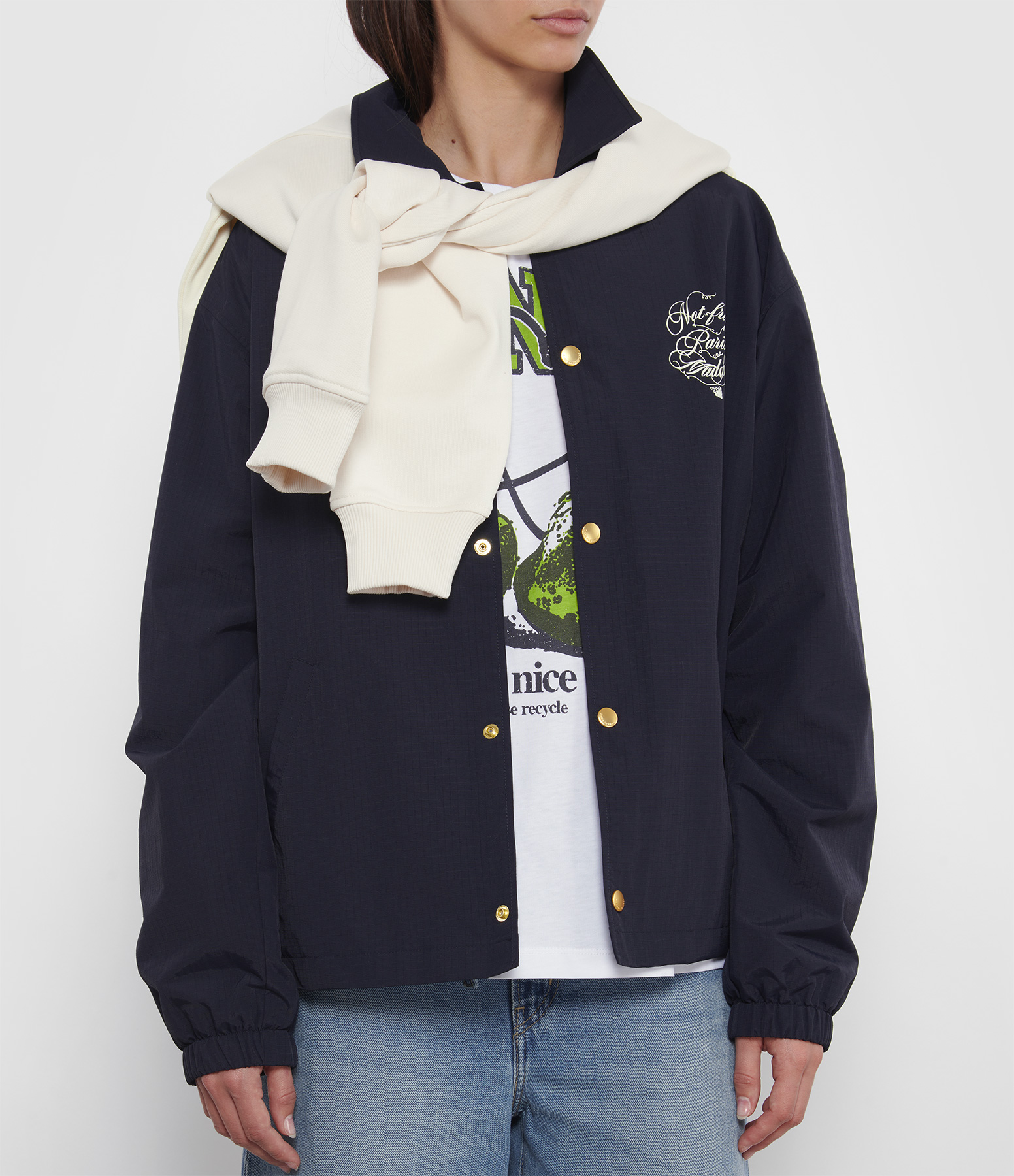 Navy ‘Vignes’ Slogan Jacket