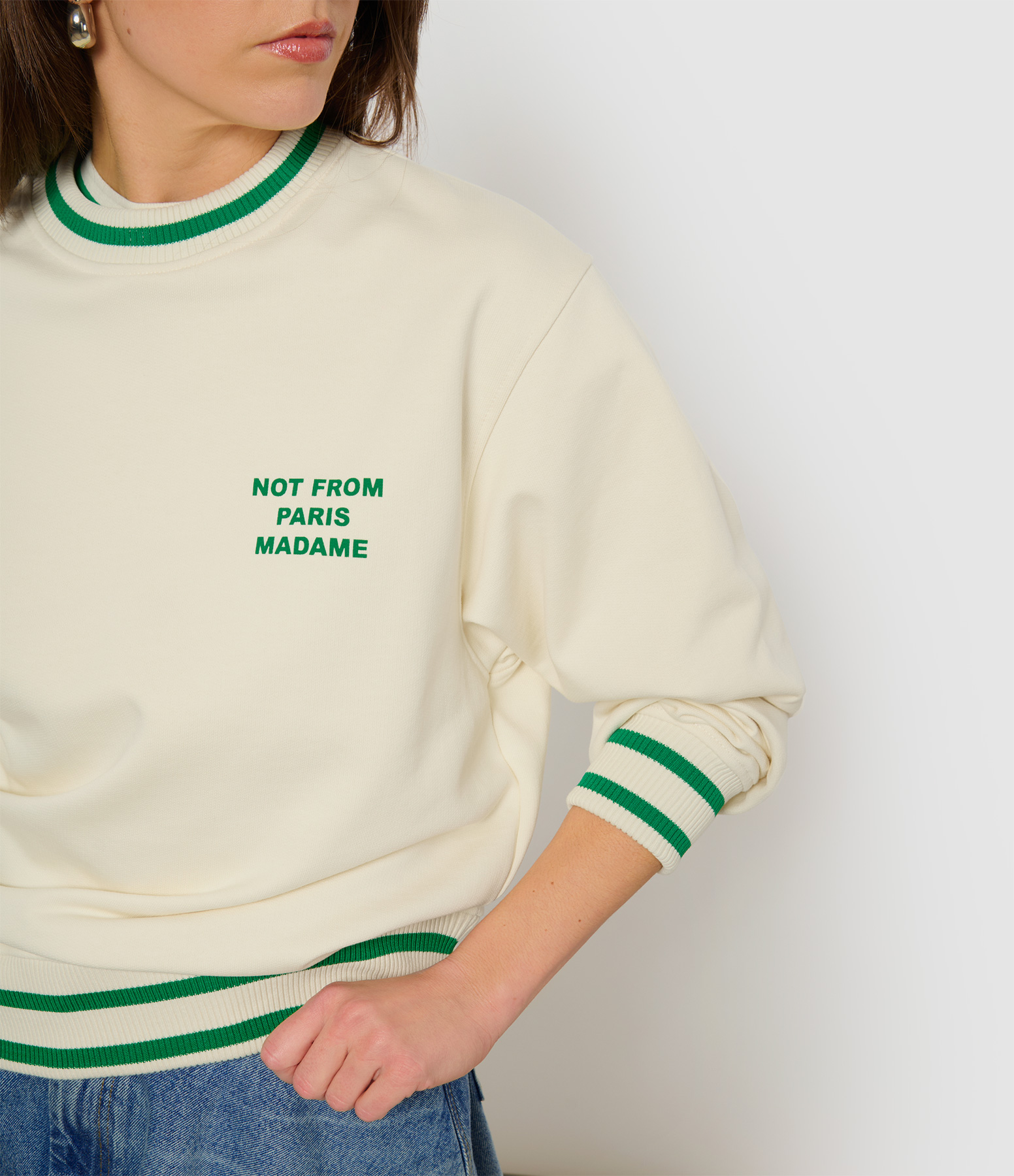 Slogan Sport Cream Sweatshirt