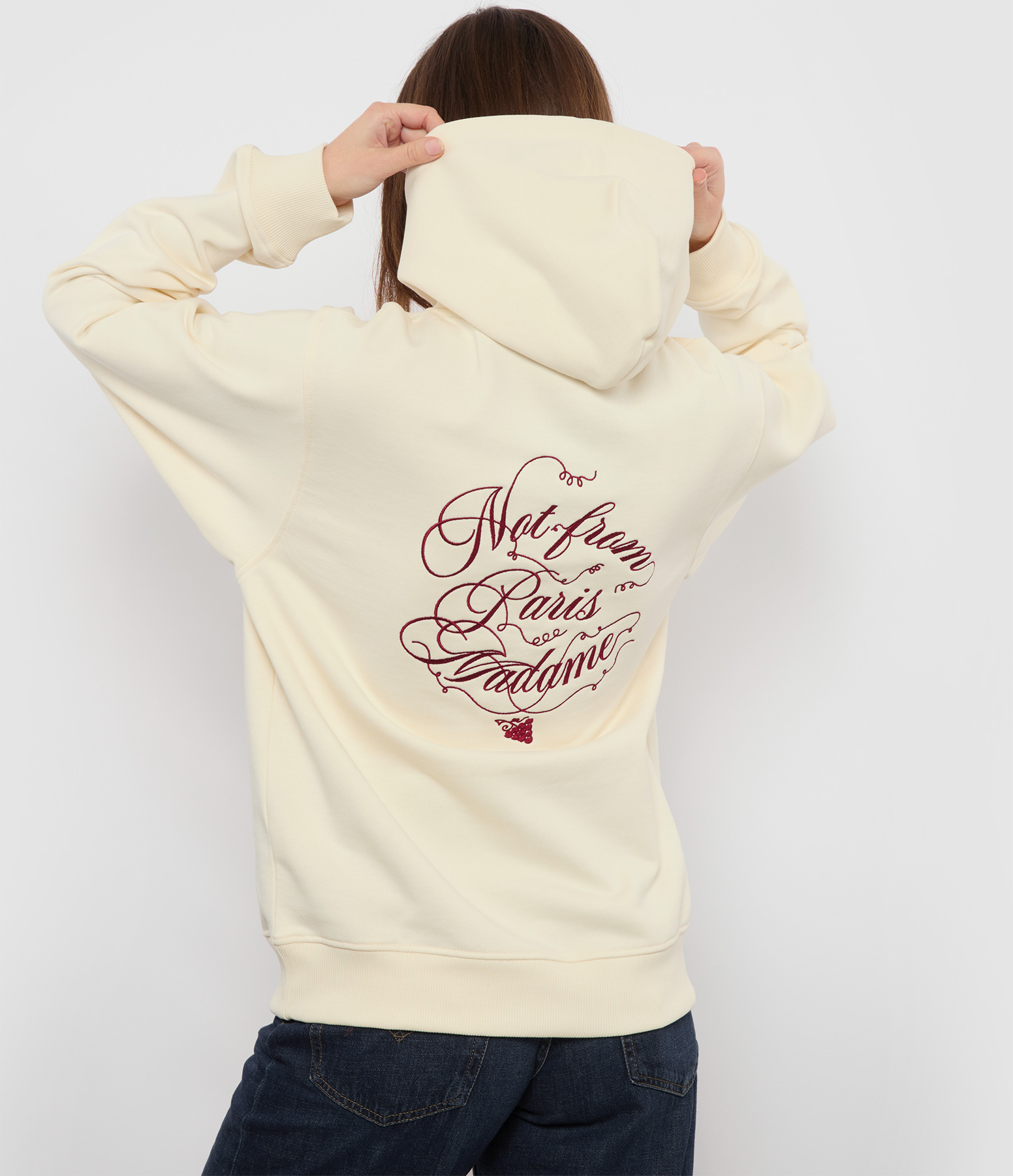 Cream Vignes Slogan Hoodie