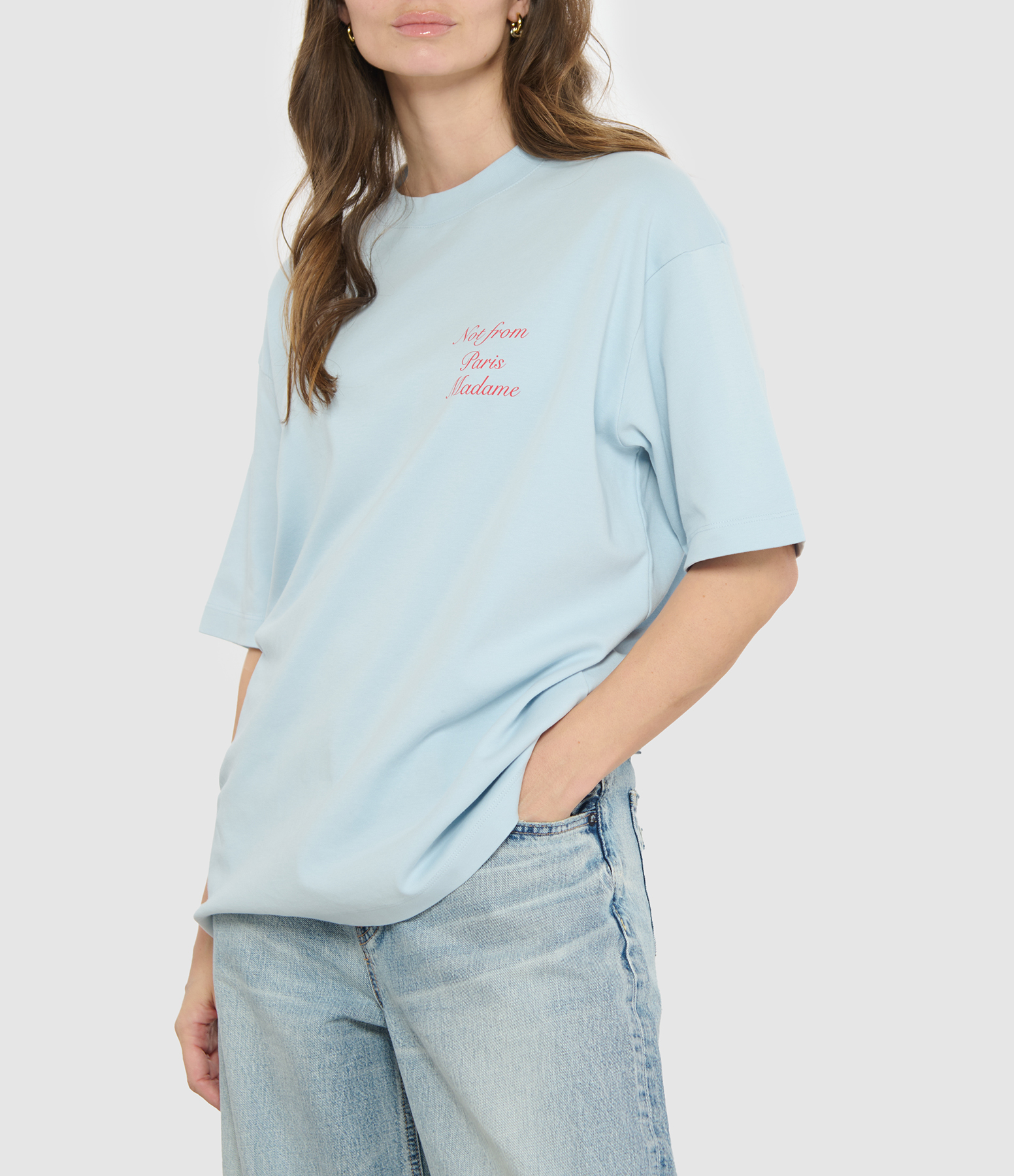 Light Blue Calligraphy Slogan T-shirt