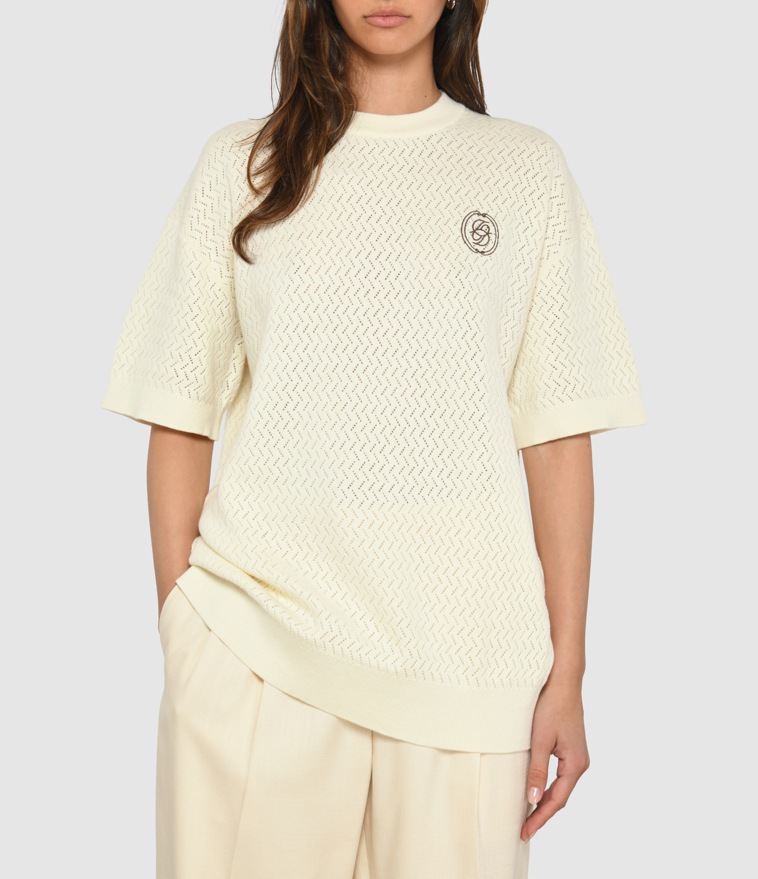 Off-White D Miroir Openwork Knit T-Shirt