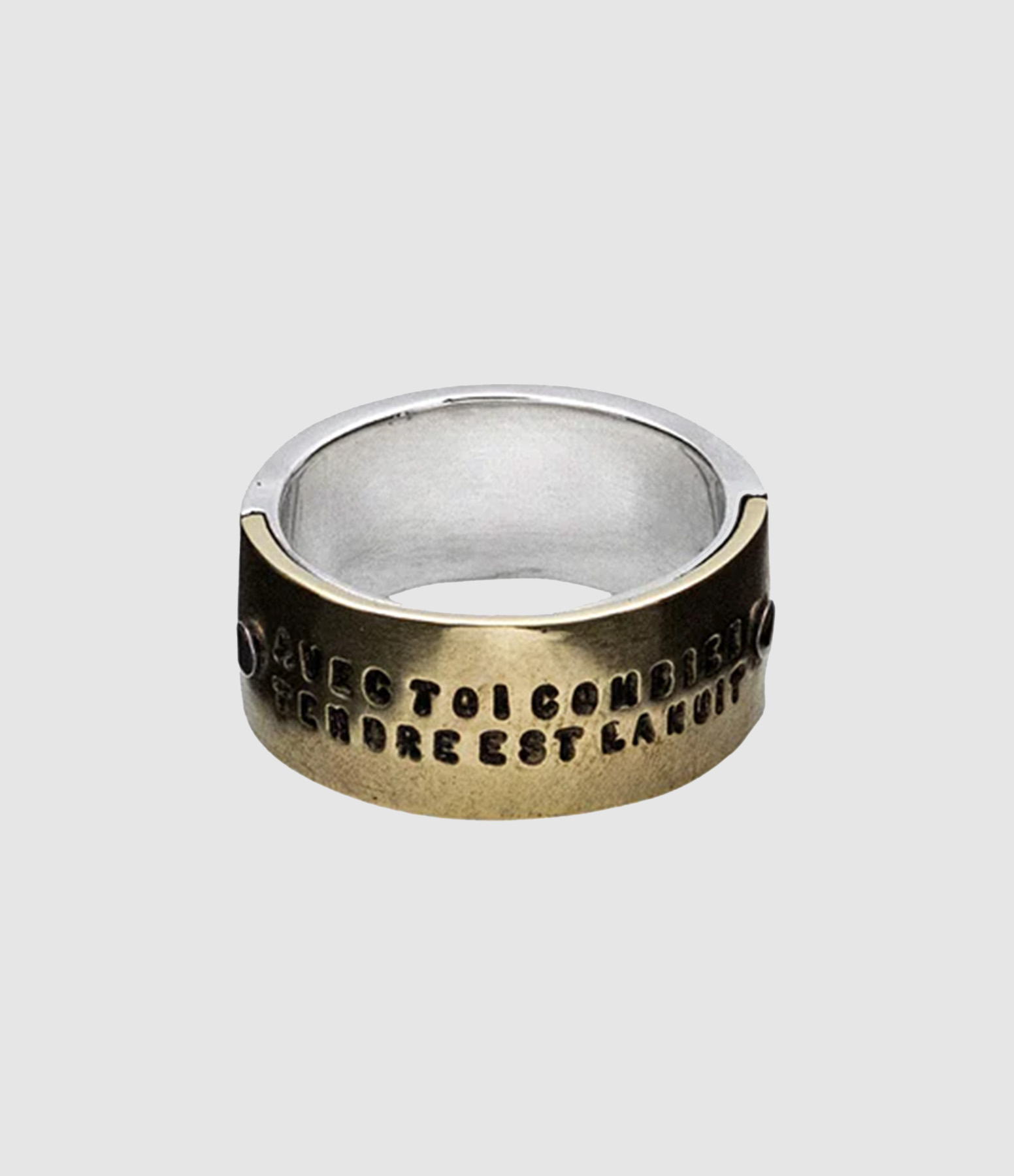 La Nuit Wide Riveted Ring in Silver and Gold