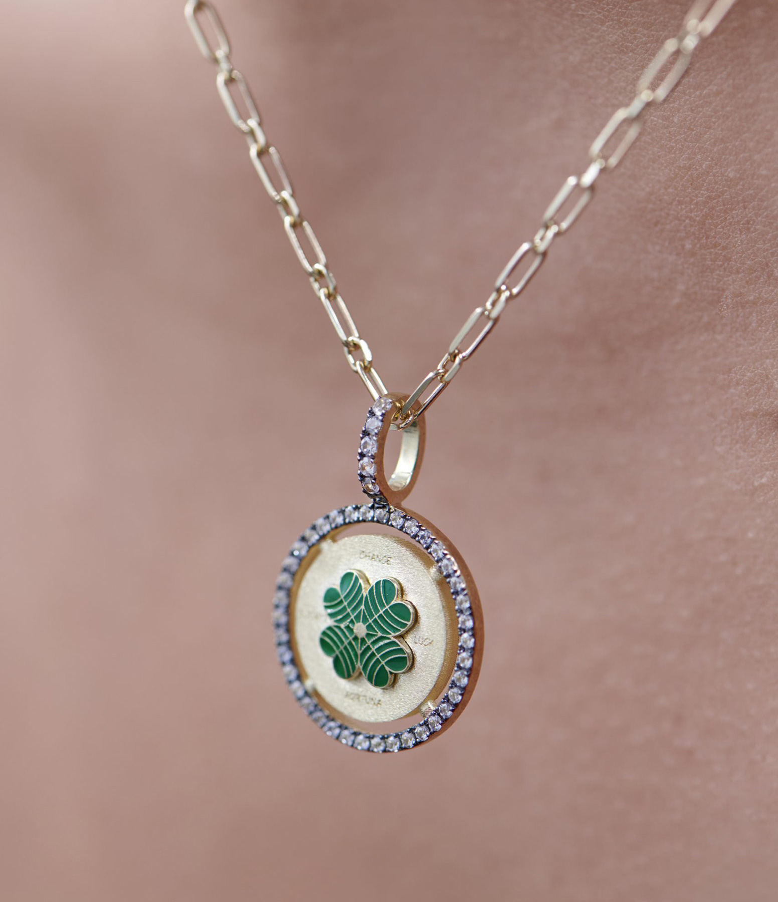 Mini Lucky Clover Sapphire Pendant in Yellow Gold