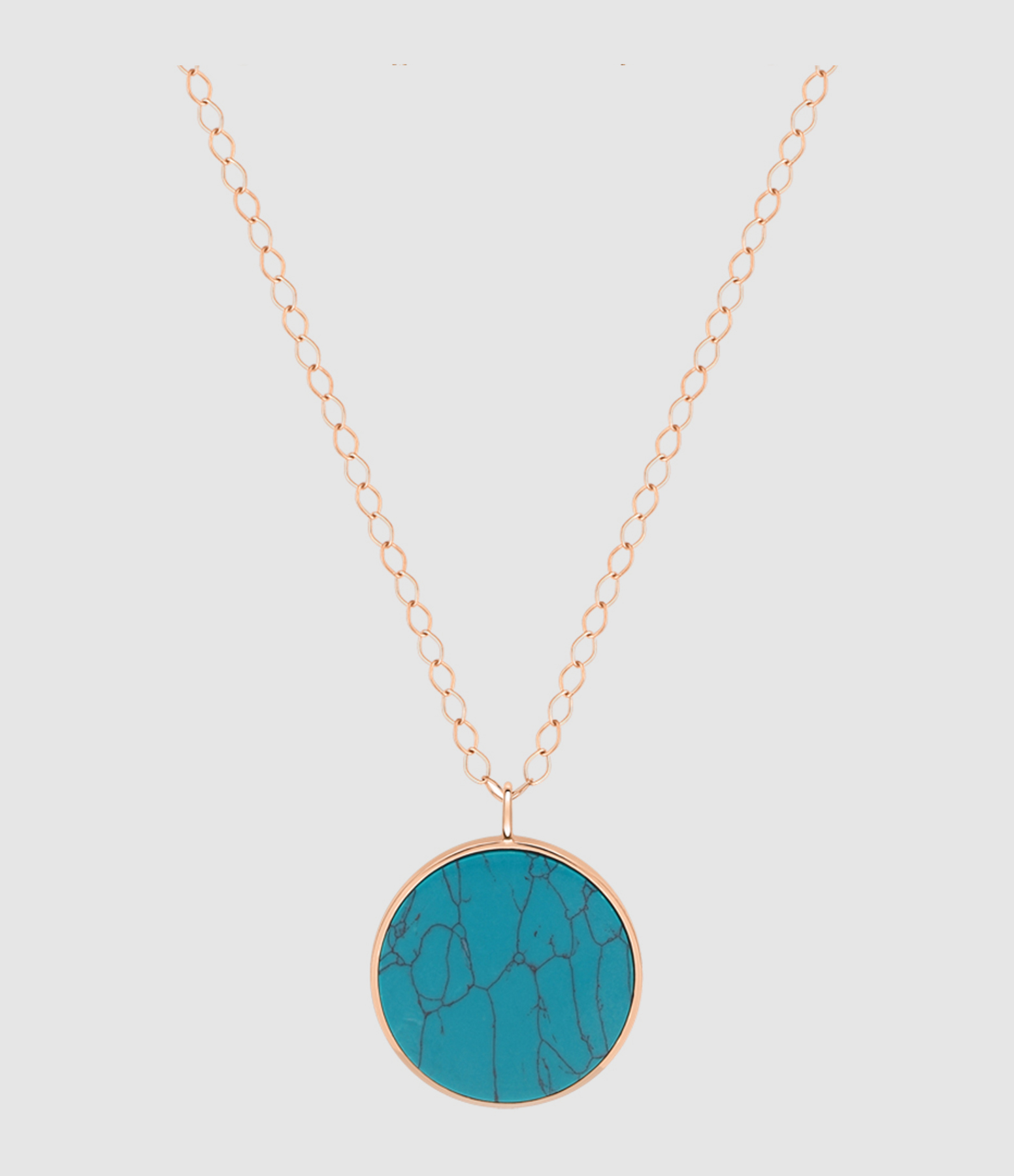 Ever Disc Jumbo Turquoise Rose Gold Long Necklace