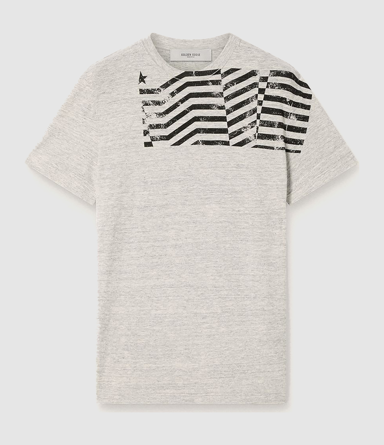 Journey Flag Print T-shirt in Grey Melange