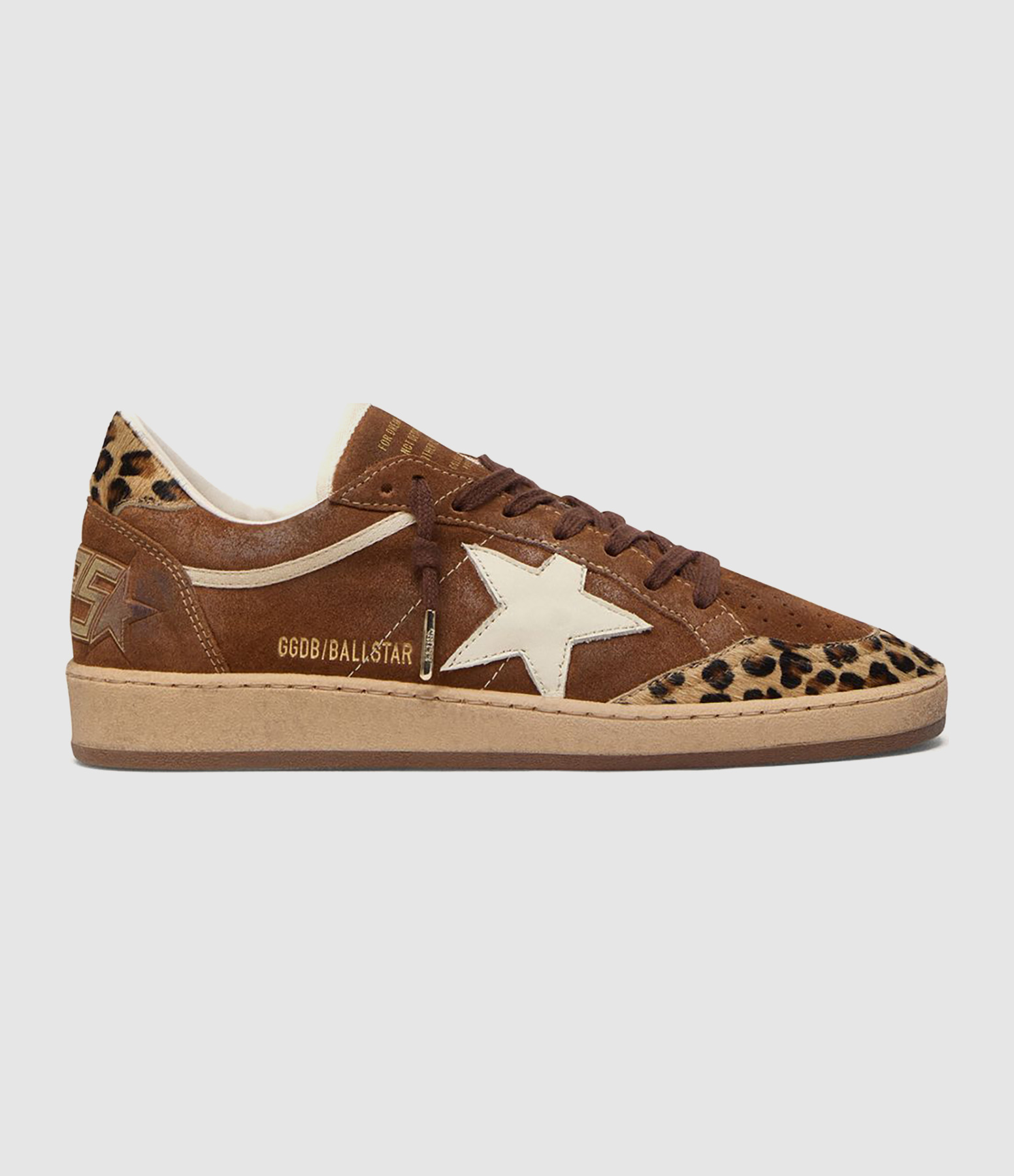 Ball Star Trainers – Brown/Leopard/Silver